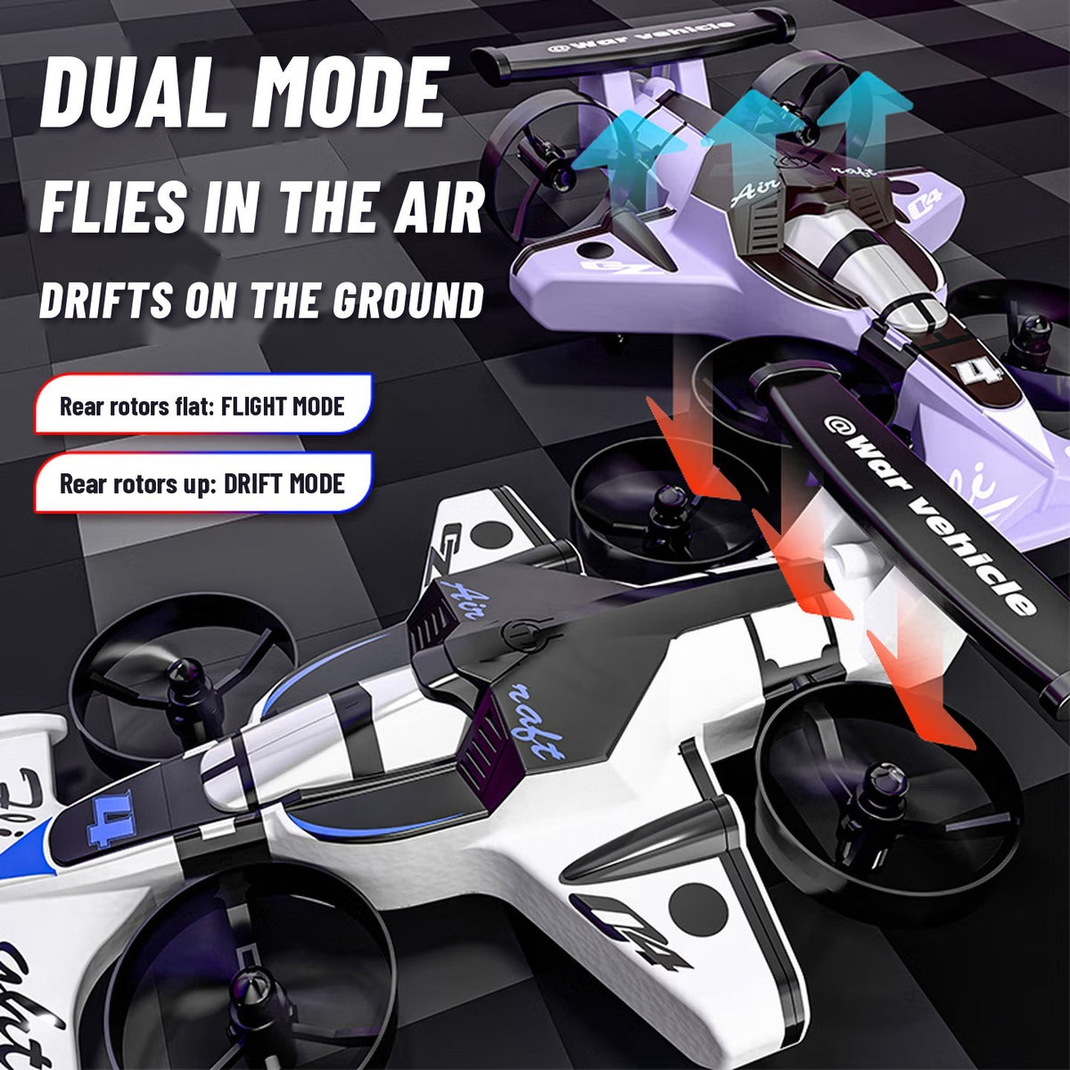 2-in-1 RC Drift Car & Flying Drone