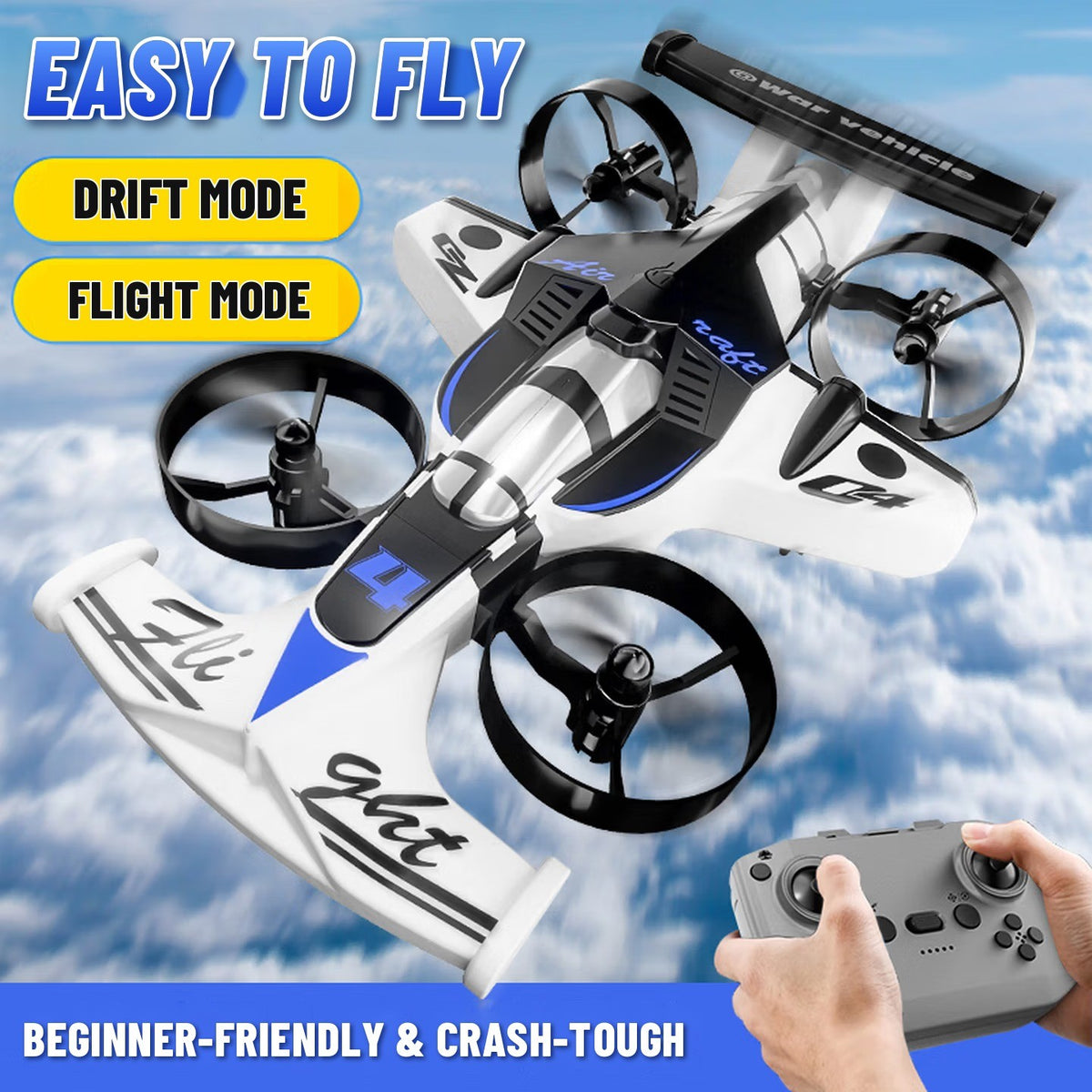 2-in-1 RC Drift Car & Flying Drone