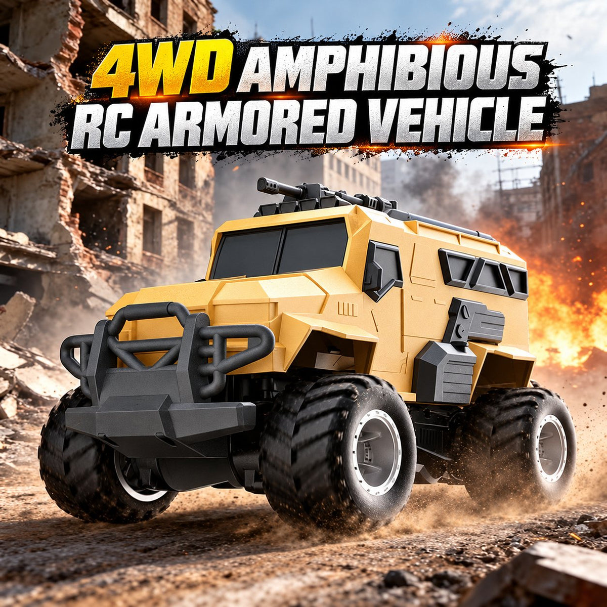 4WD Amphibious RC Armored Truck with Dual Propellers