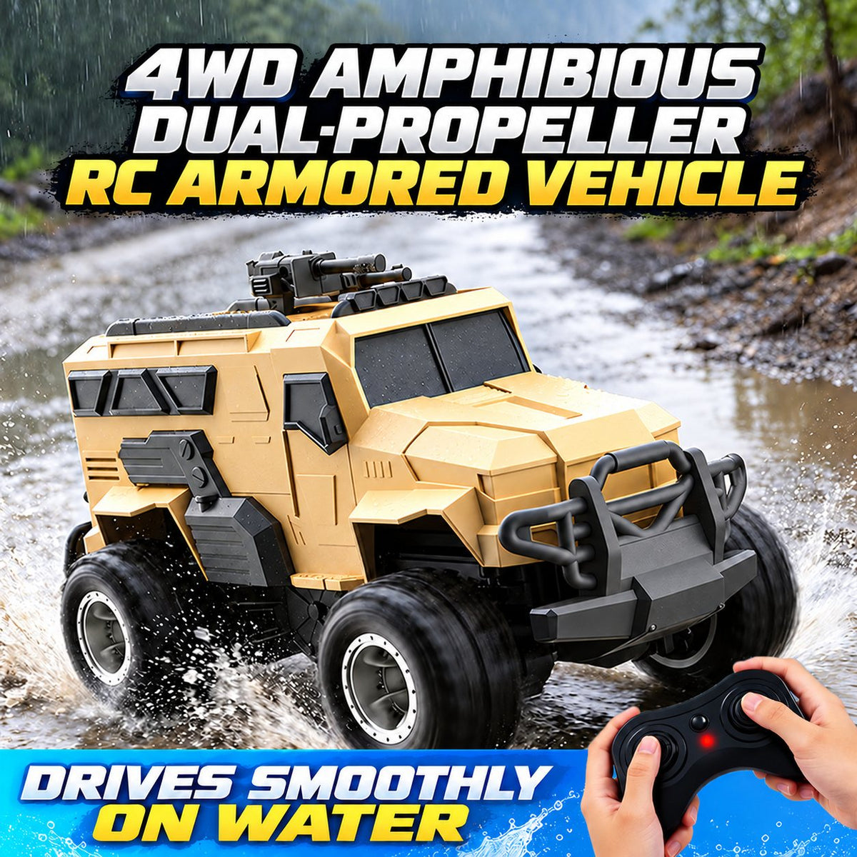 4WD Amphibious RC Armored Truck with Dual Propellers