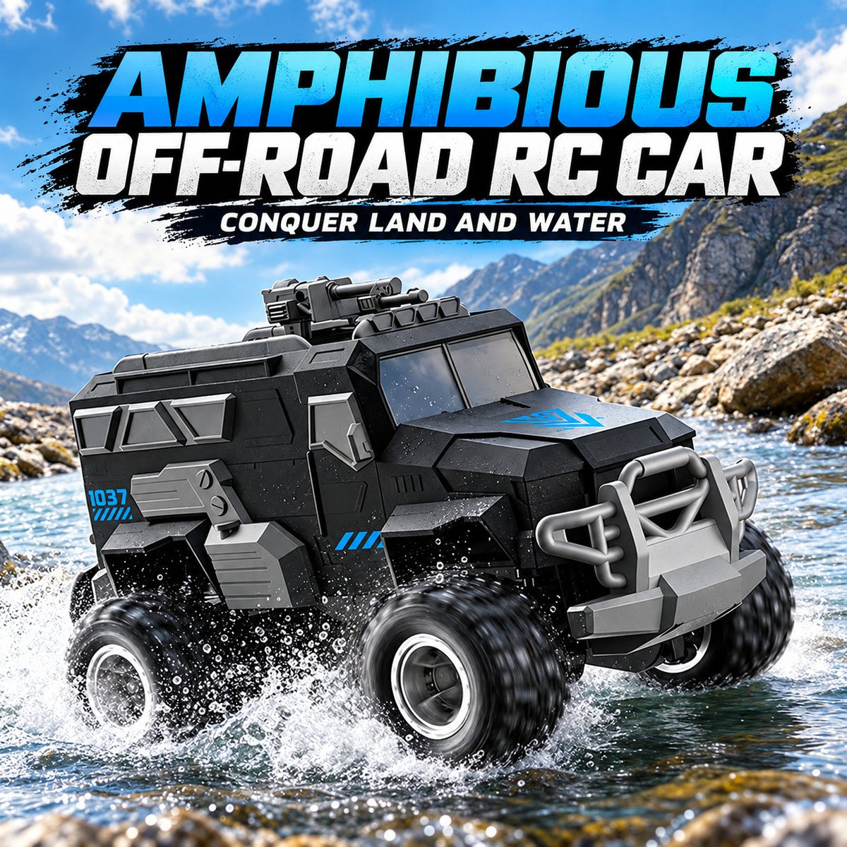 4WD Amphibious RC Armored Truck with Dual Propellers