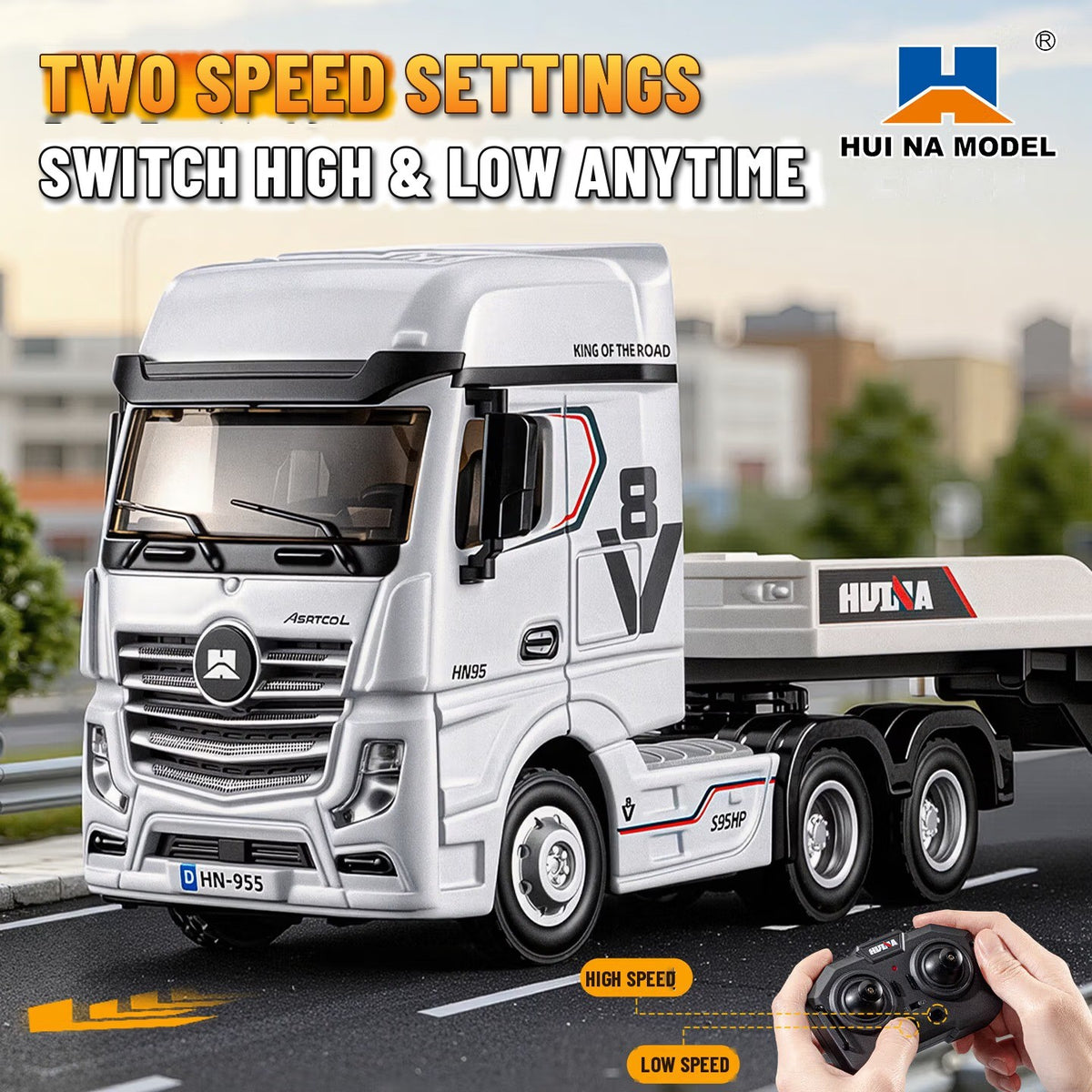 1:64 RC Flatbed Semi Truck with Detachable Trailer
