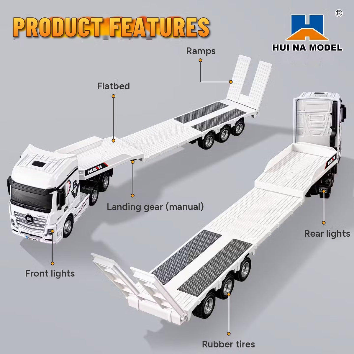 1:64 RC Flatbed Semi Truck with Detachable Trailer