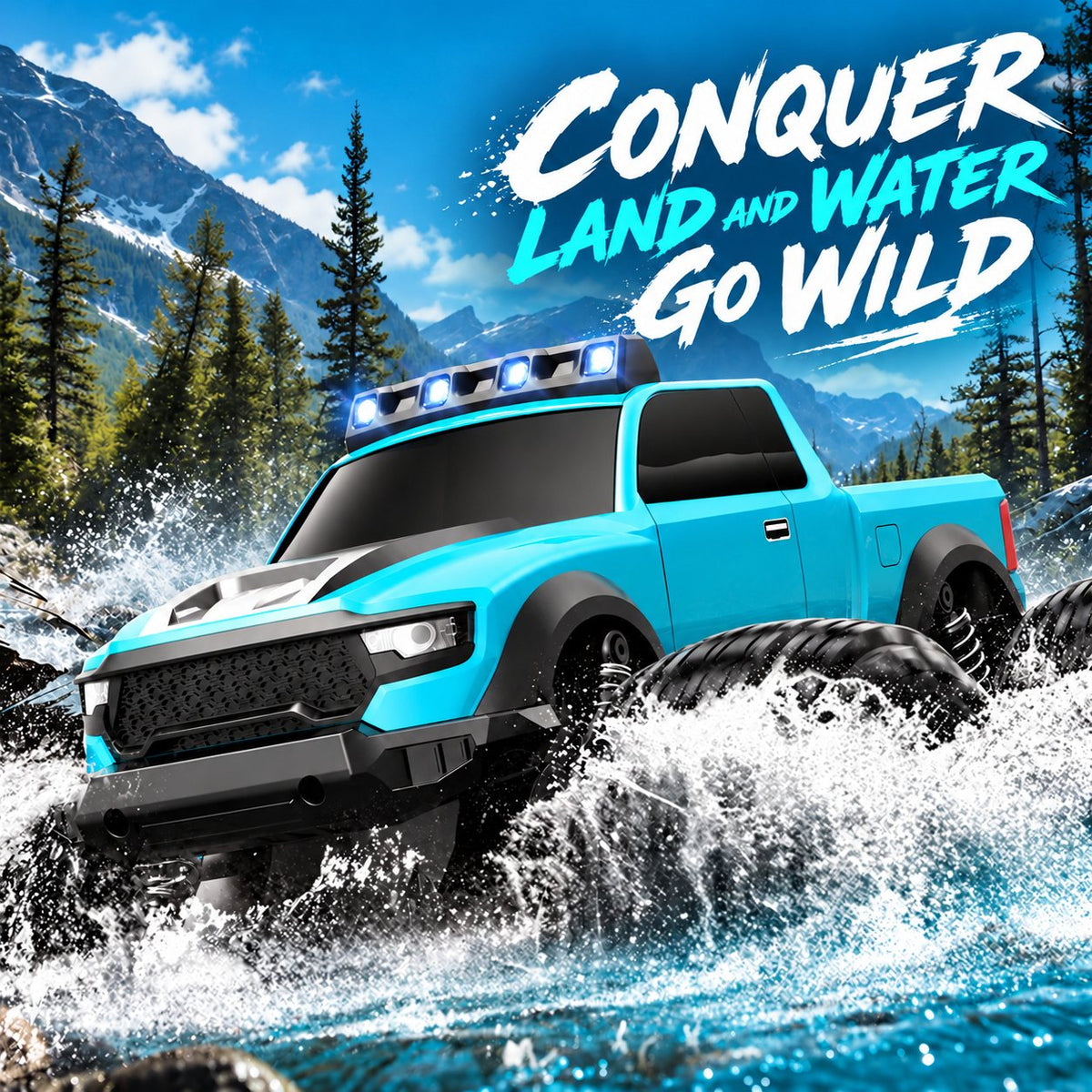 Amphibious RC Monster Truck with 360° Stunt Spins