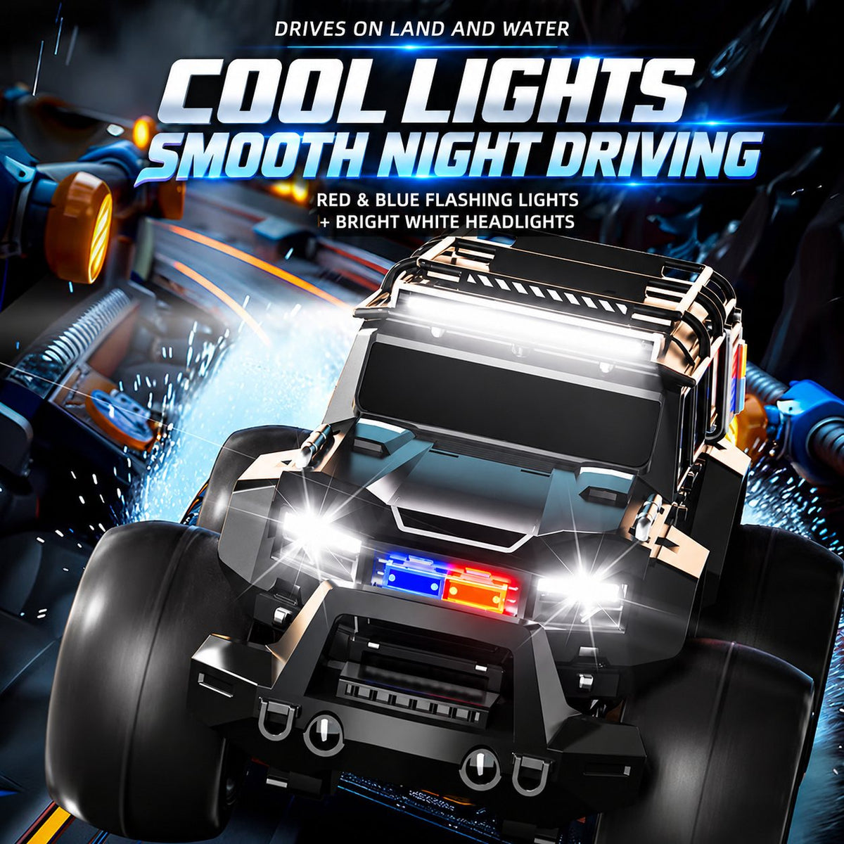 Amphibious RC SWAT Police Truck with Flashing Lights