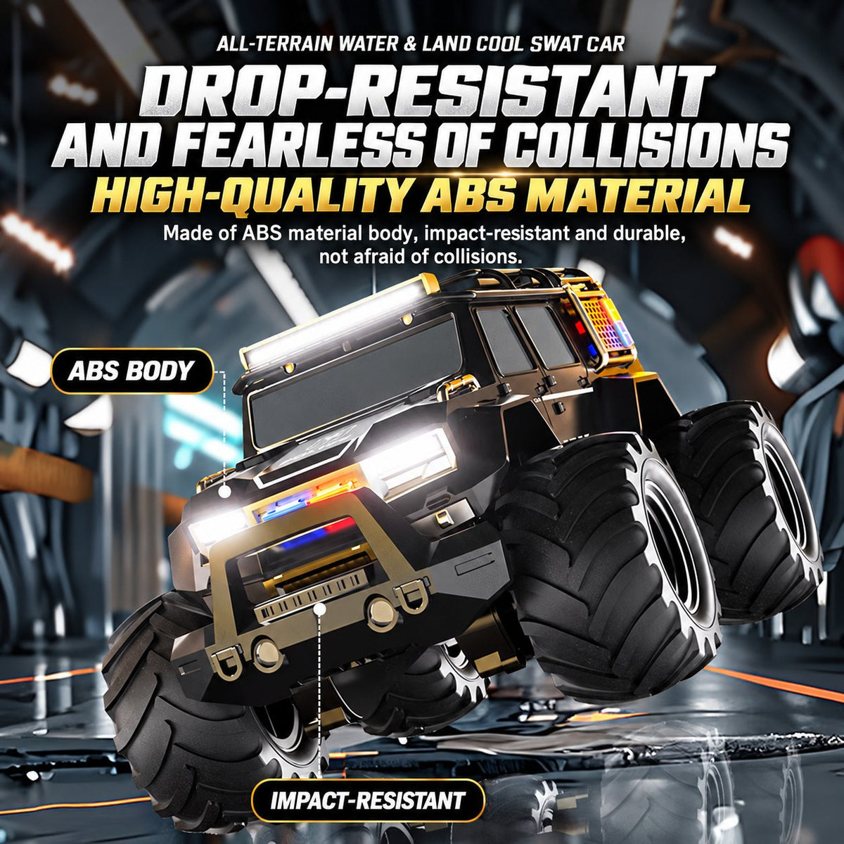 Amphibious RC SWAT Police Truck with Flashing Lights
