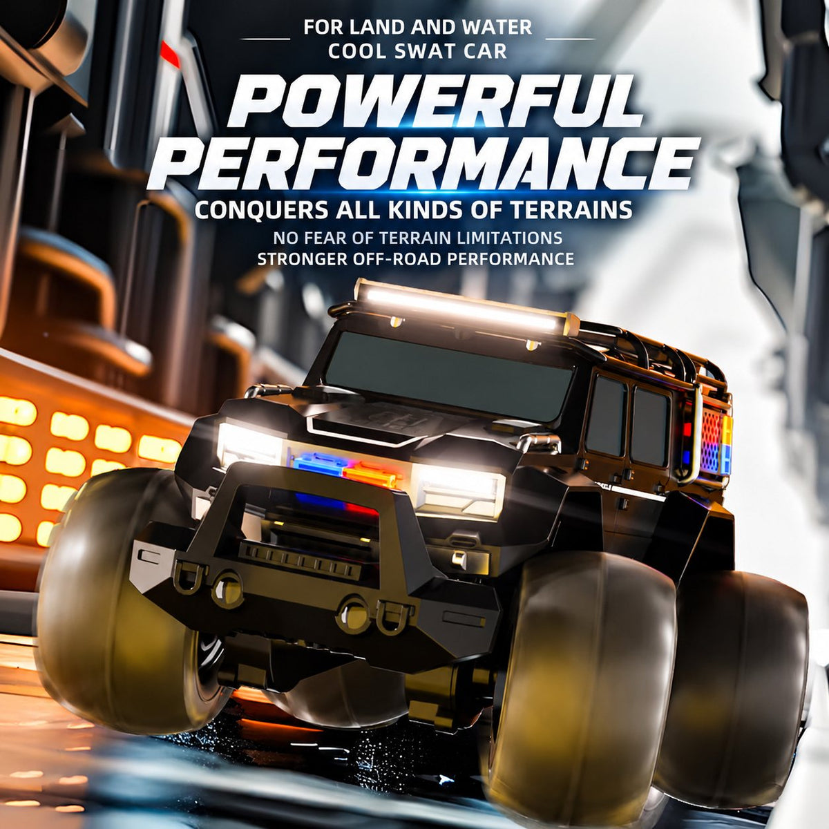 Amphibious RC SWAT Police Truck with Flashing Lights