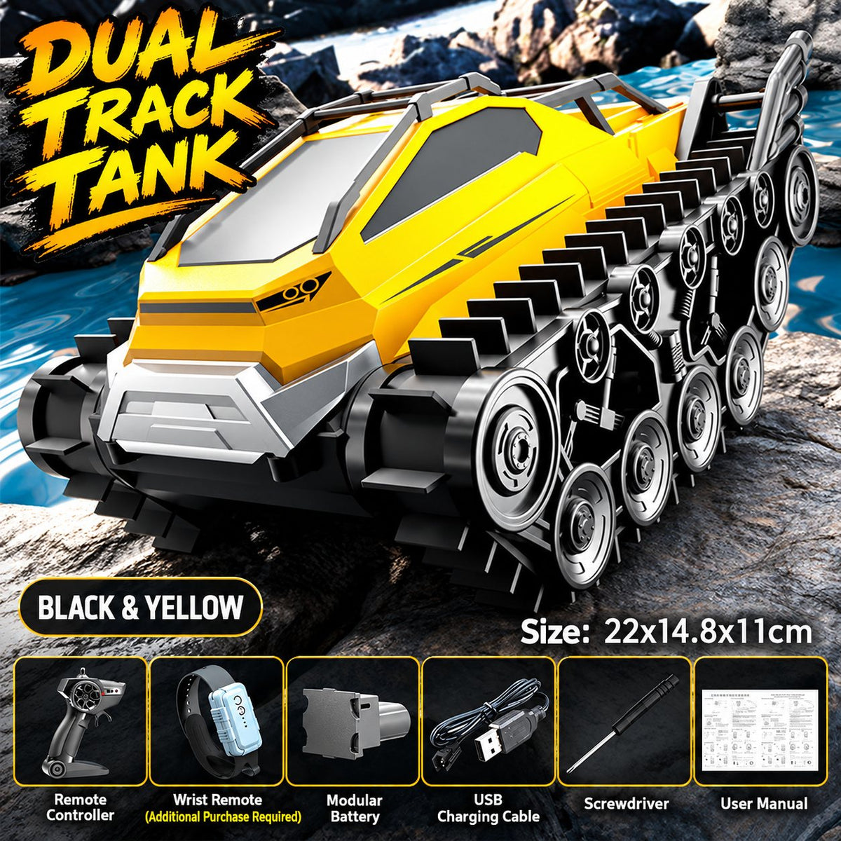 Amphibious Track Tank RC Car, Water & Land