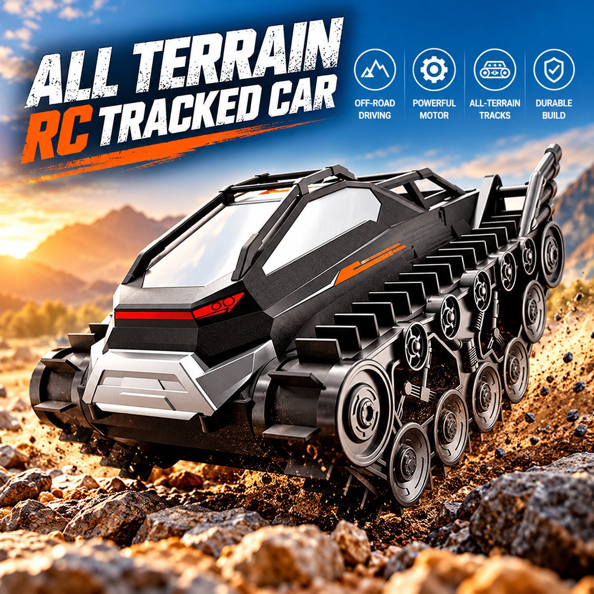 Amphibious Track Tank RC Car, Water & Land