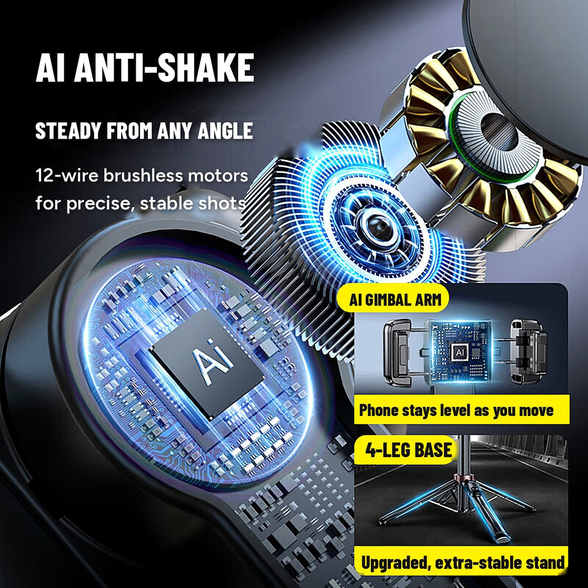 Q31 AI Gimbal Selfie Stick & Tripod with Fill Light