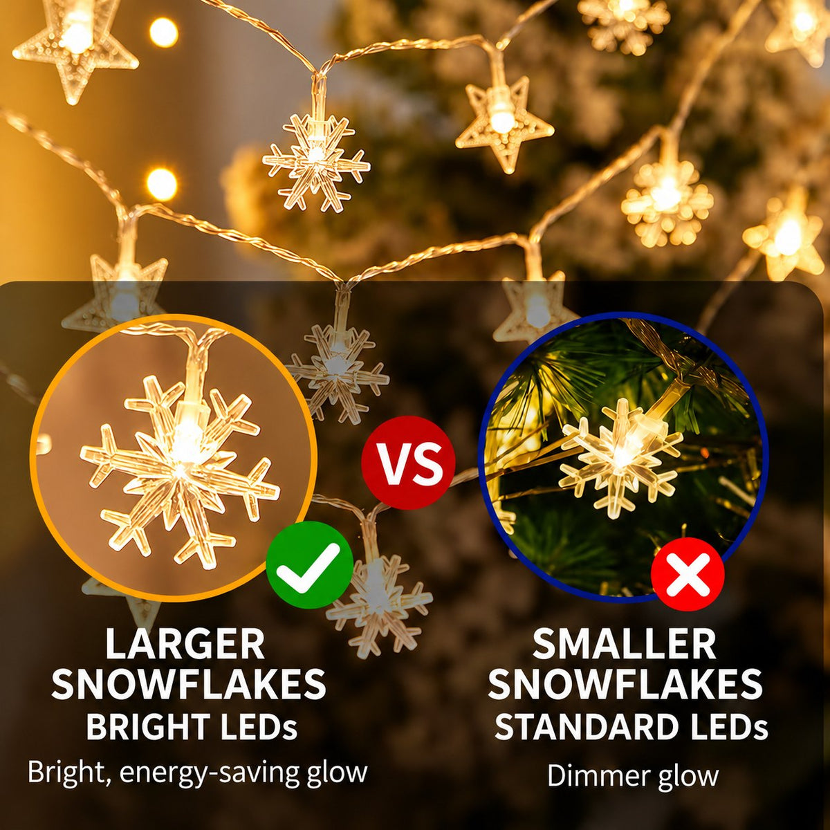 Star & Snowflake Fairy Lights, 3 m 20 LED