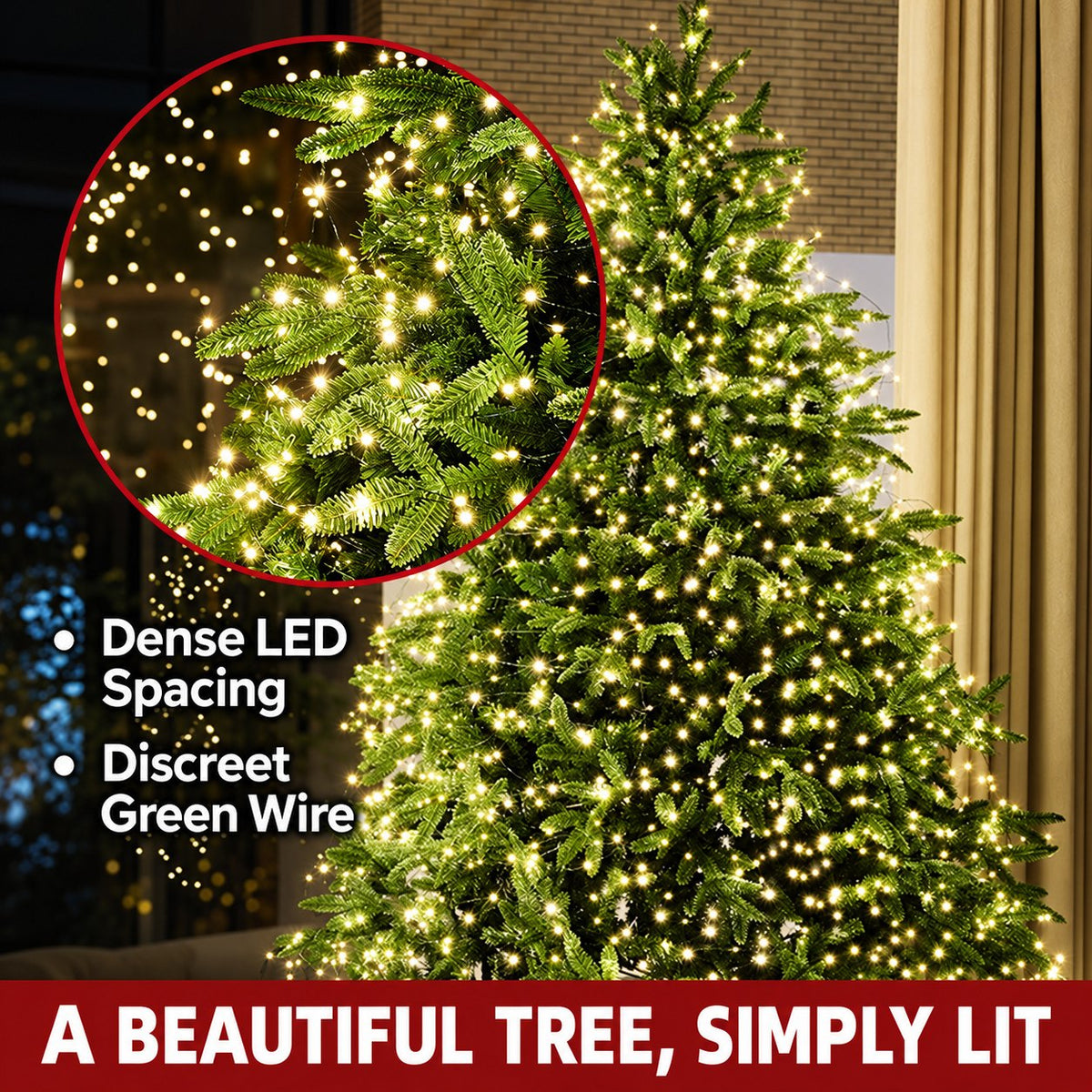 Green-Wire Christmas Tree Lights, 200 m 2,000 LEDs with Remote