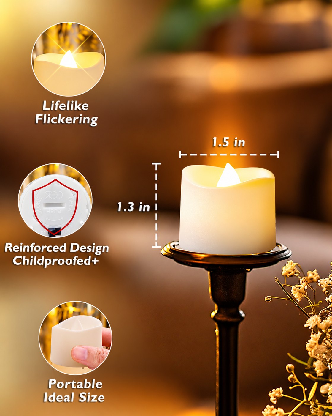 Flameless LED Tealight Candles, 24 Pack