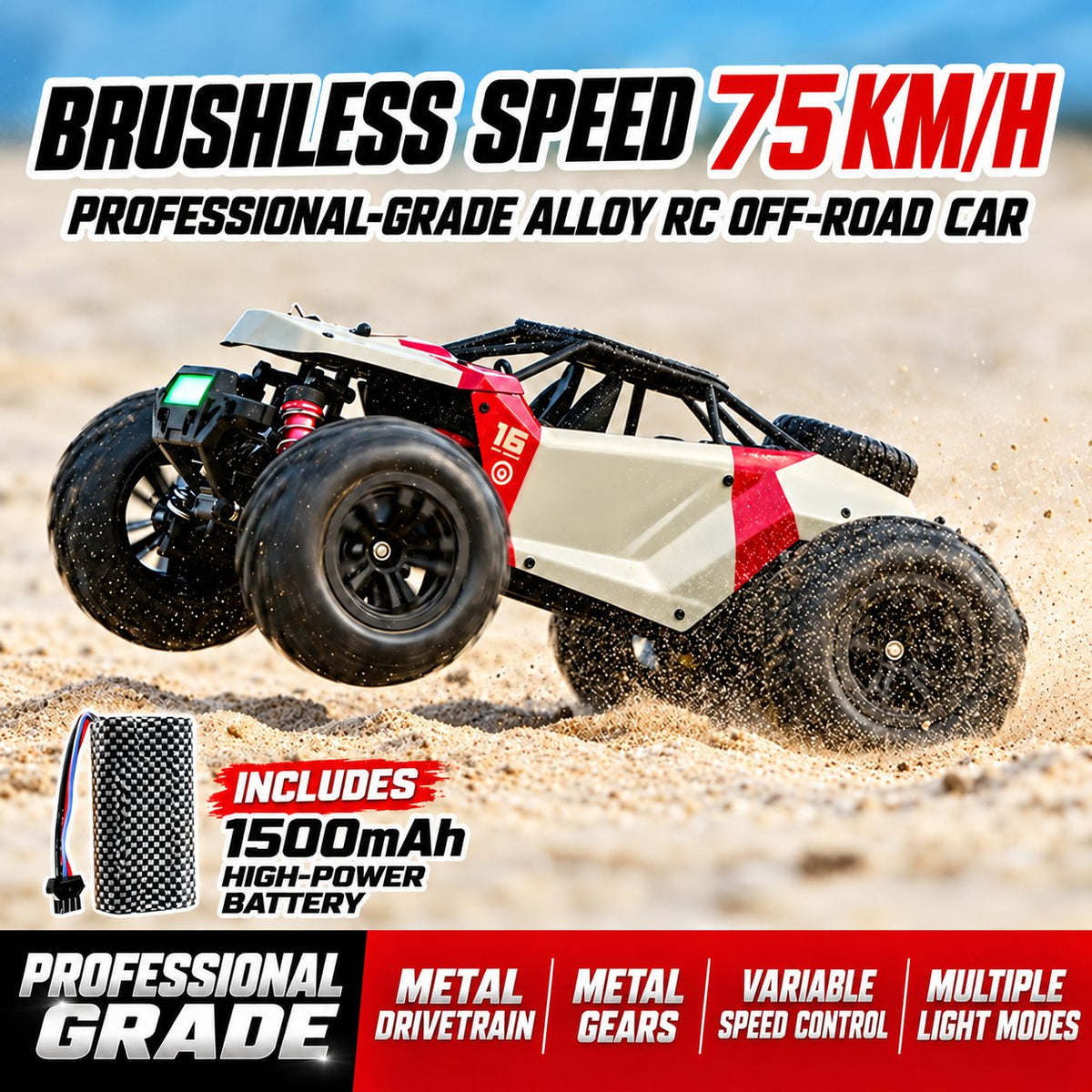 Velocity X Alloy 4WD RC Off-Road Car, up to 70 km/h