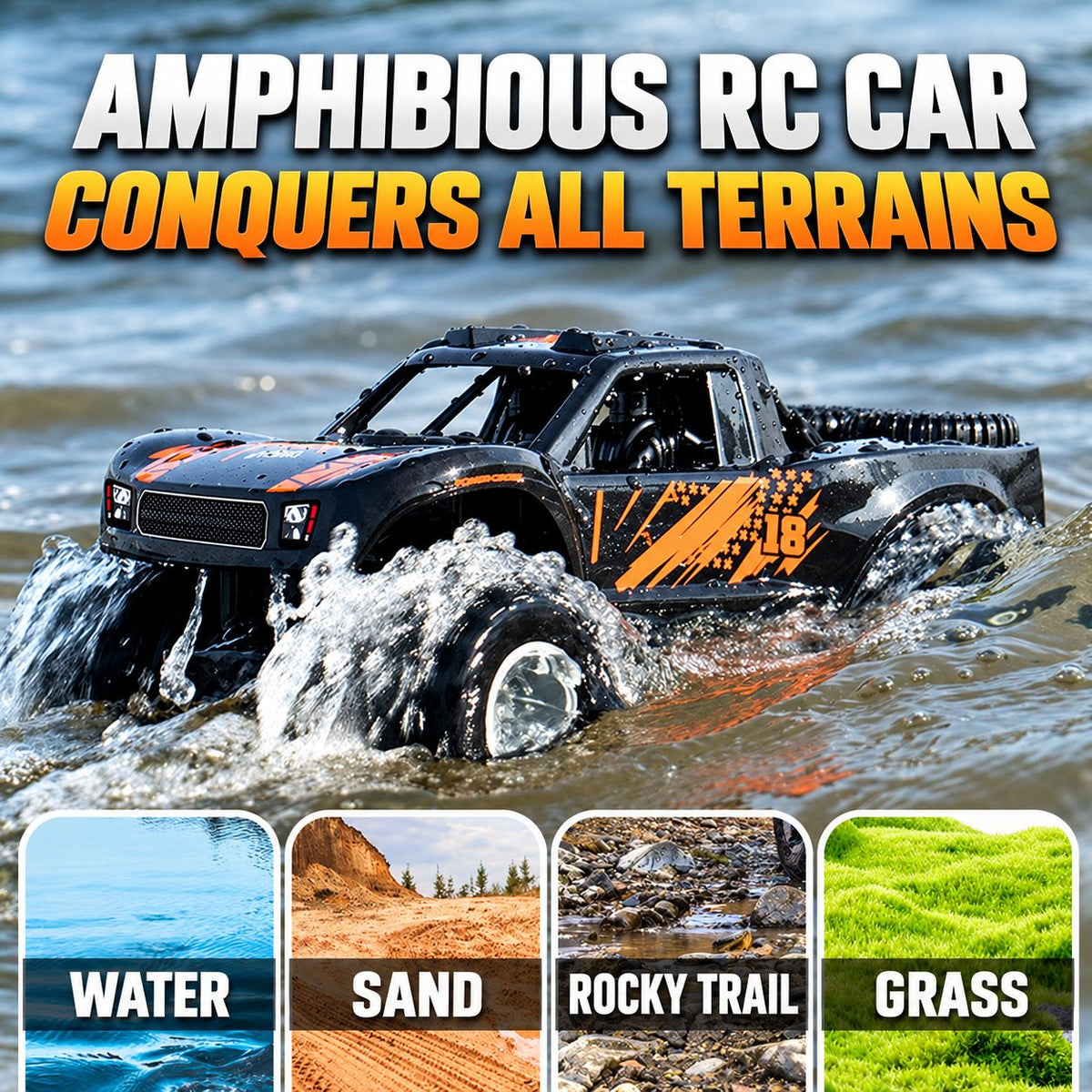 Waterproof Amphibious RC Off-Road Truck, 4WD