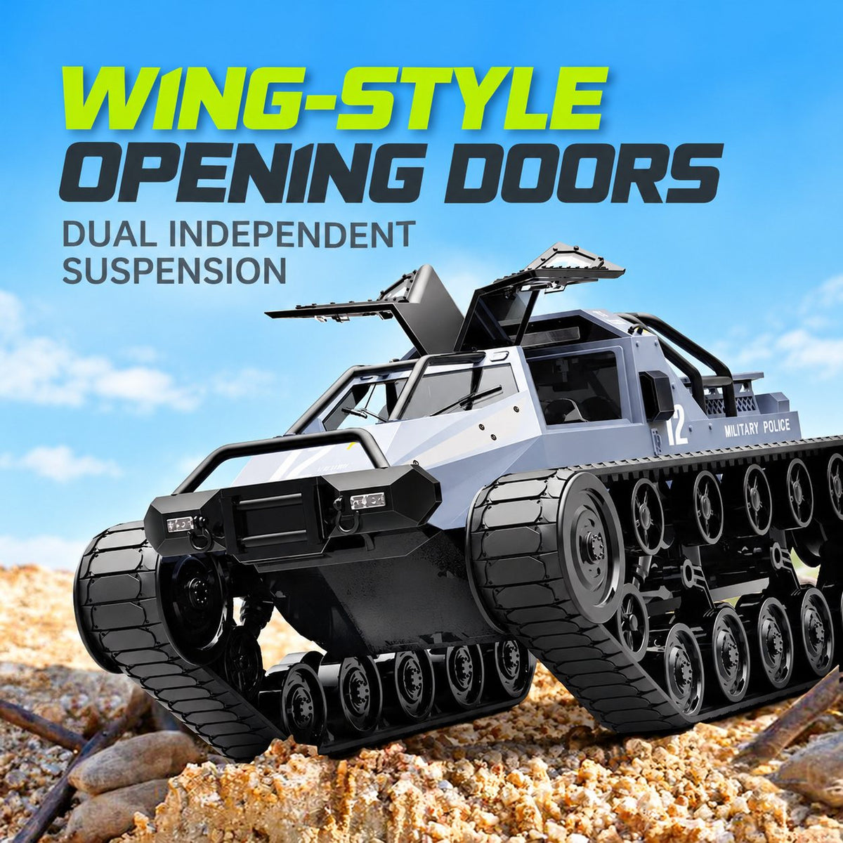 Wing-Door RC Tracked Crawler Tank, 360° Spin