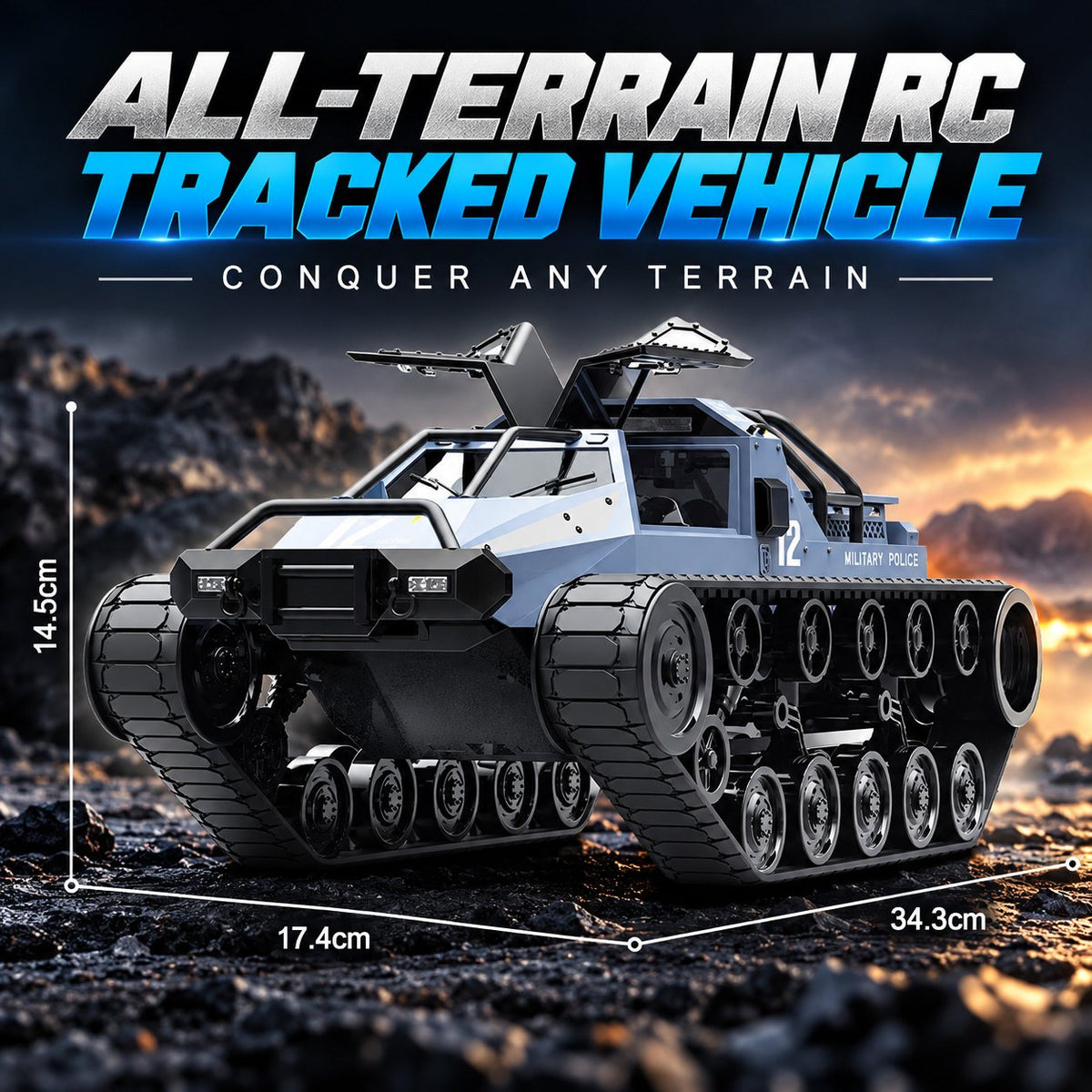 Wing-Door RC Tracked Crawler Tank, 360° Spin