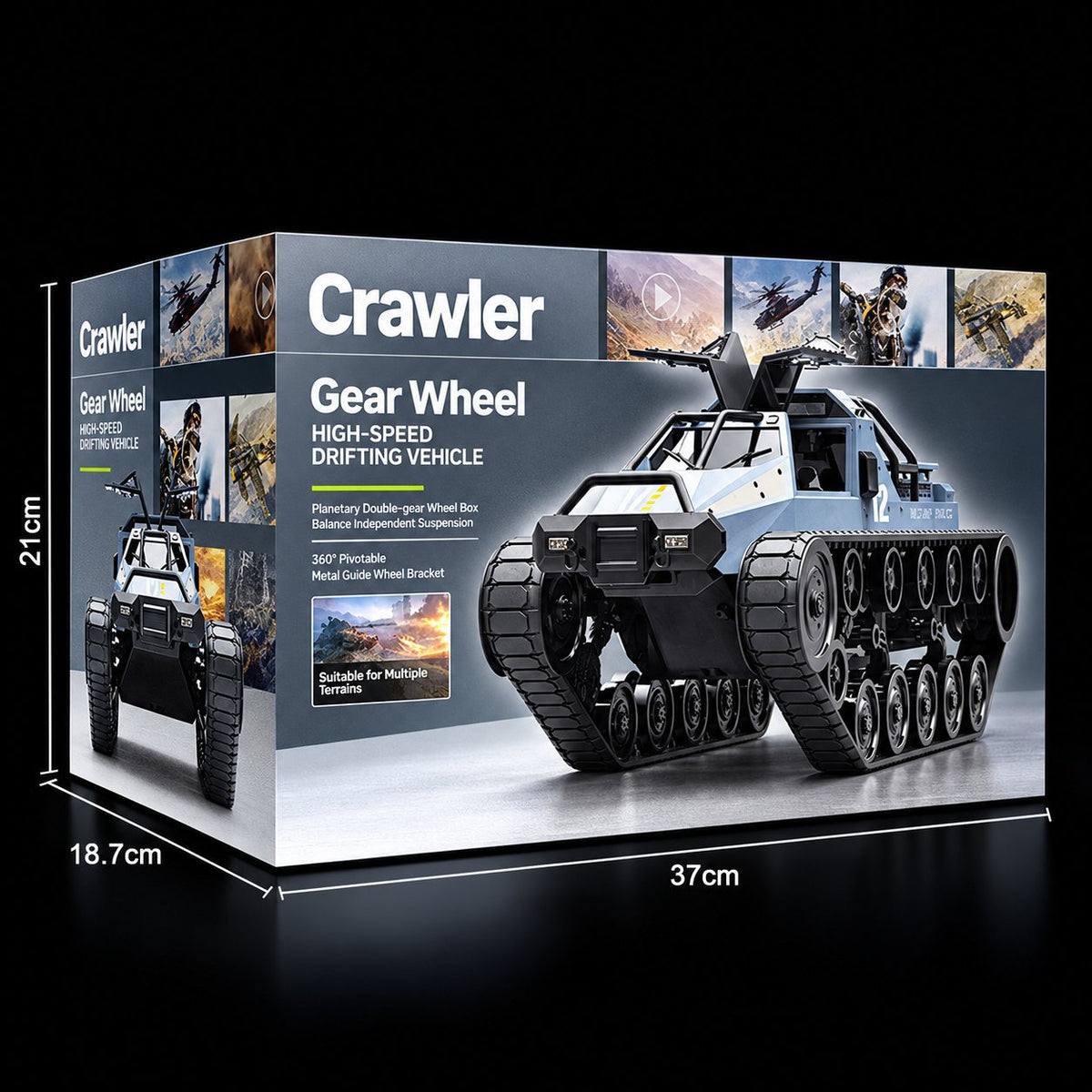 Wing-Door RC Tracked Crawler Tank, 360° Spin