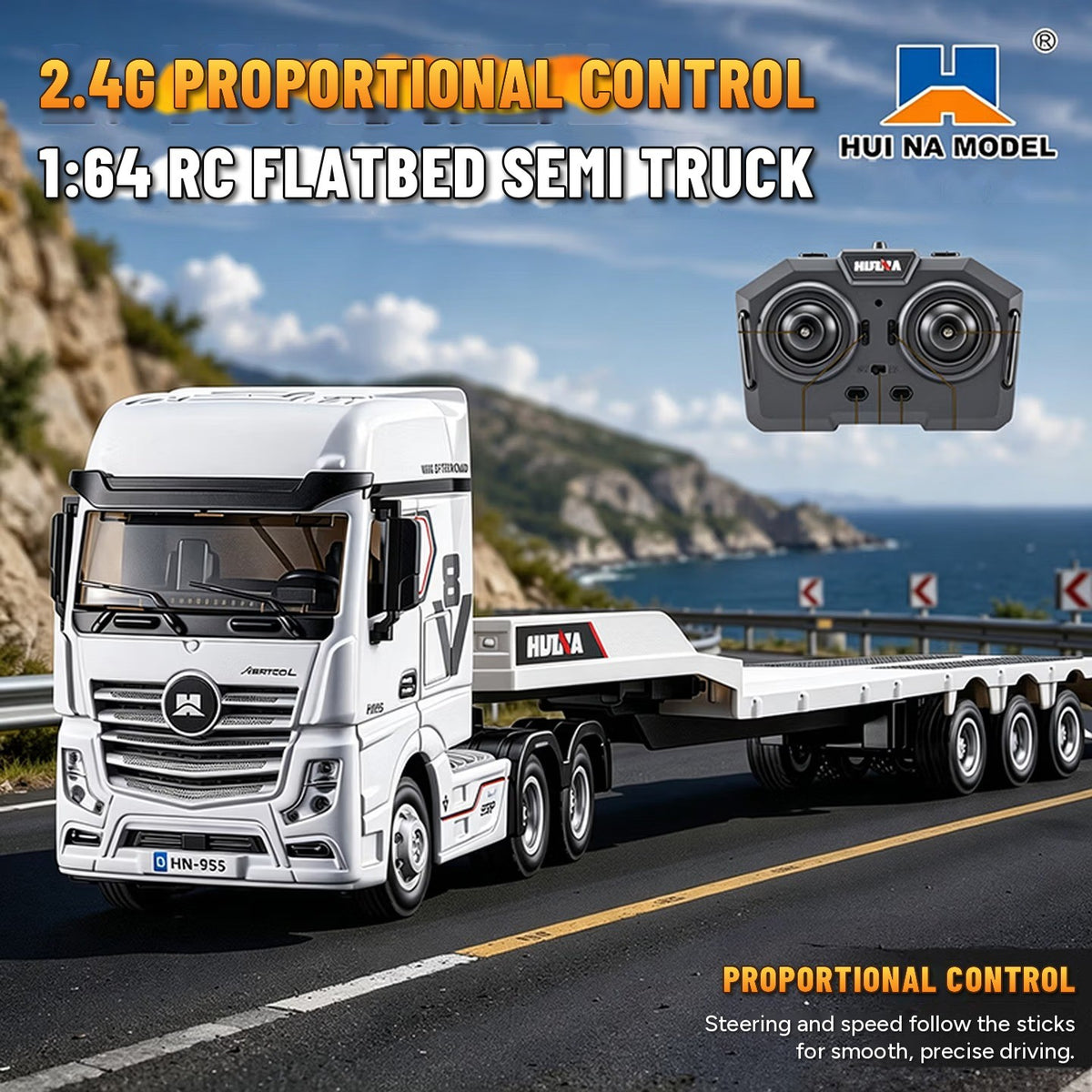 1:64 RC Flatbed Semi Truck with Detachable Trailer