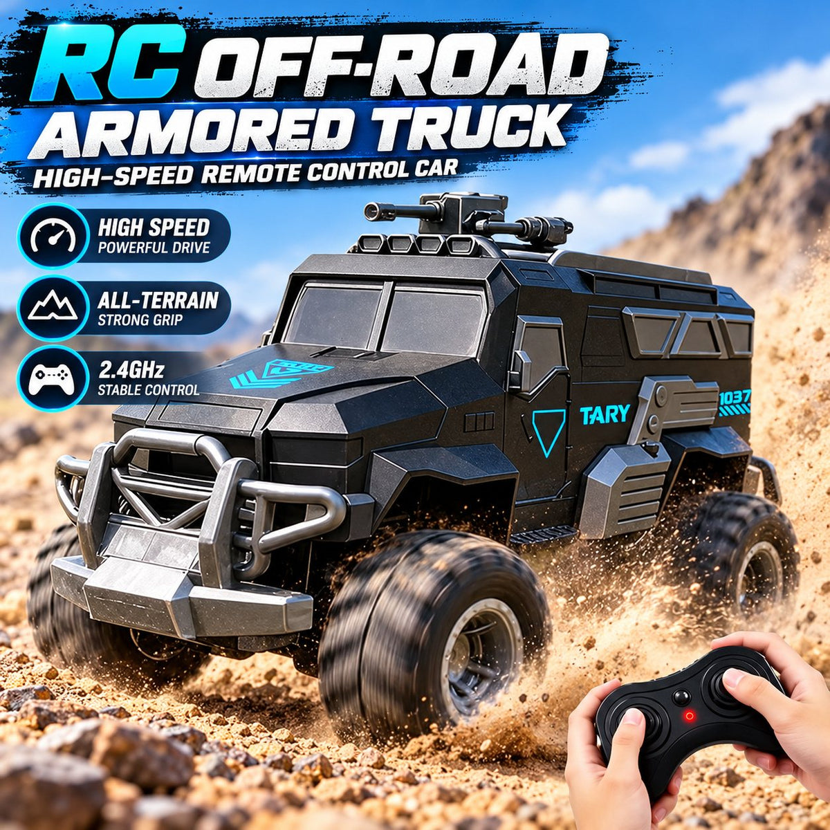 4WD Amphibious RC Armored Truck with Dual Propellers