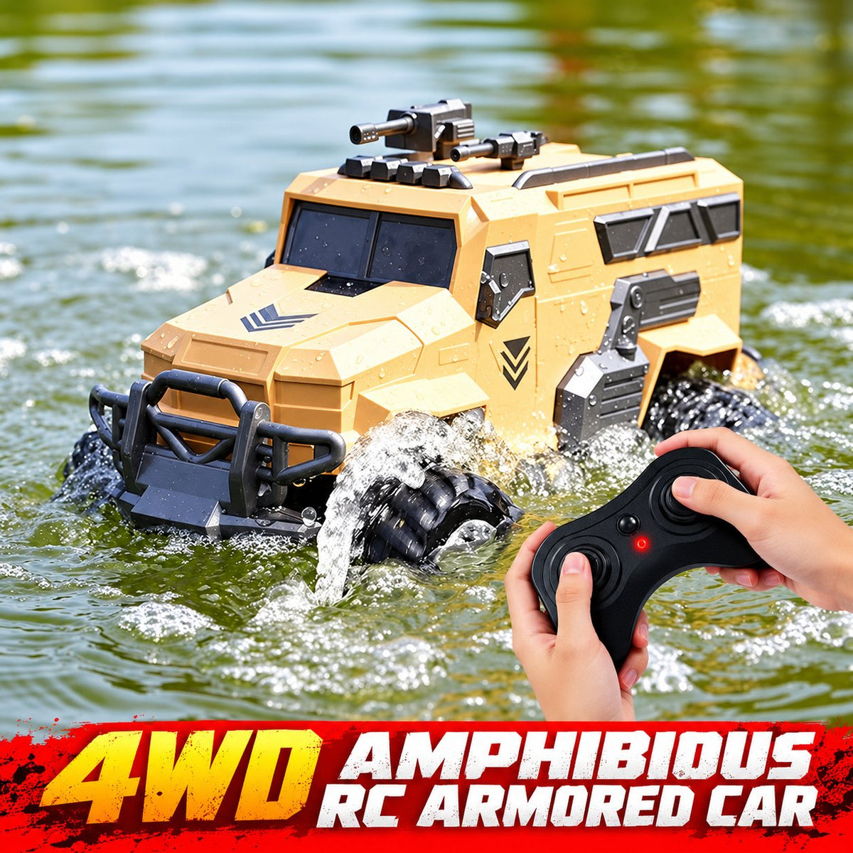 4WD Amphibious RC Armored Truck with Dual Propellers