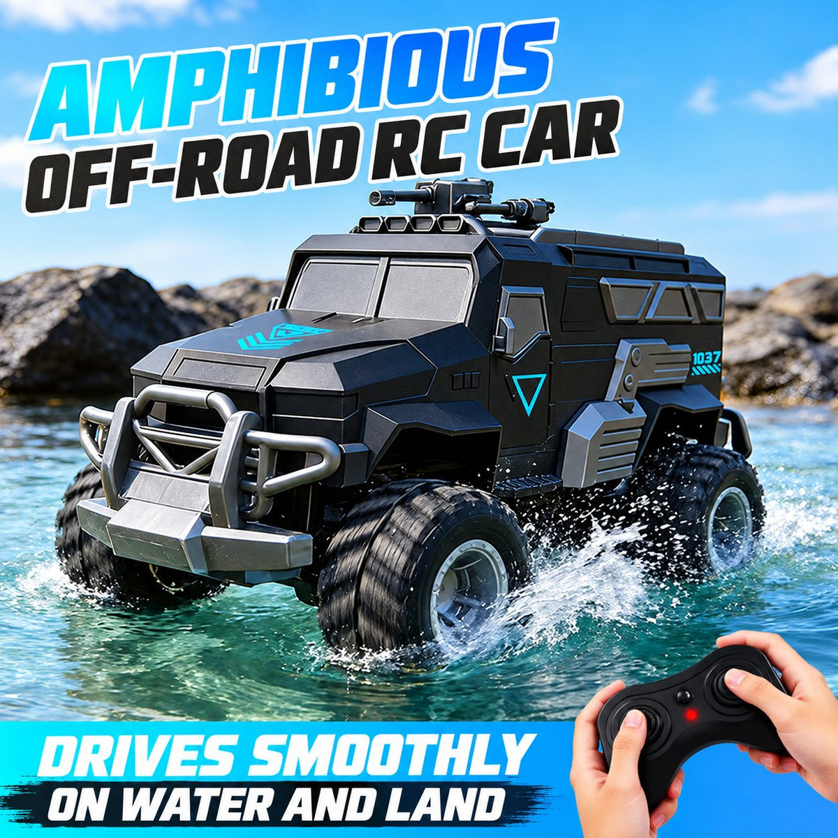 4WD Amphibious RC Armored Truck with Dual Propellers