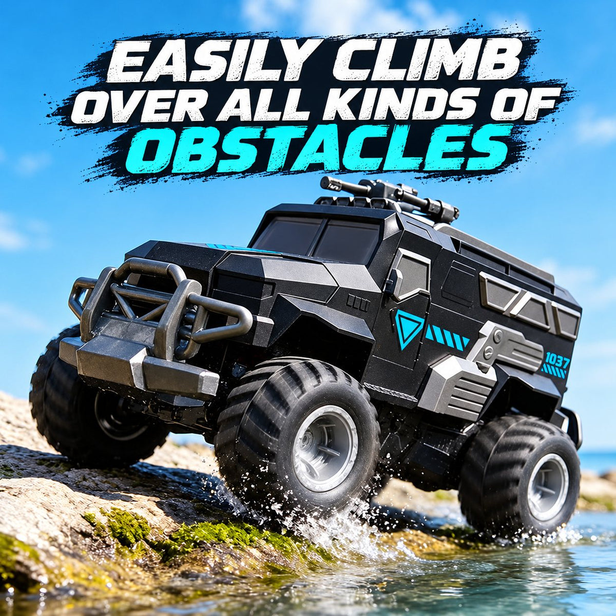 4WD Amphibious RC Armored Truck with Dual Propellers