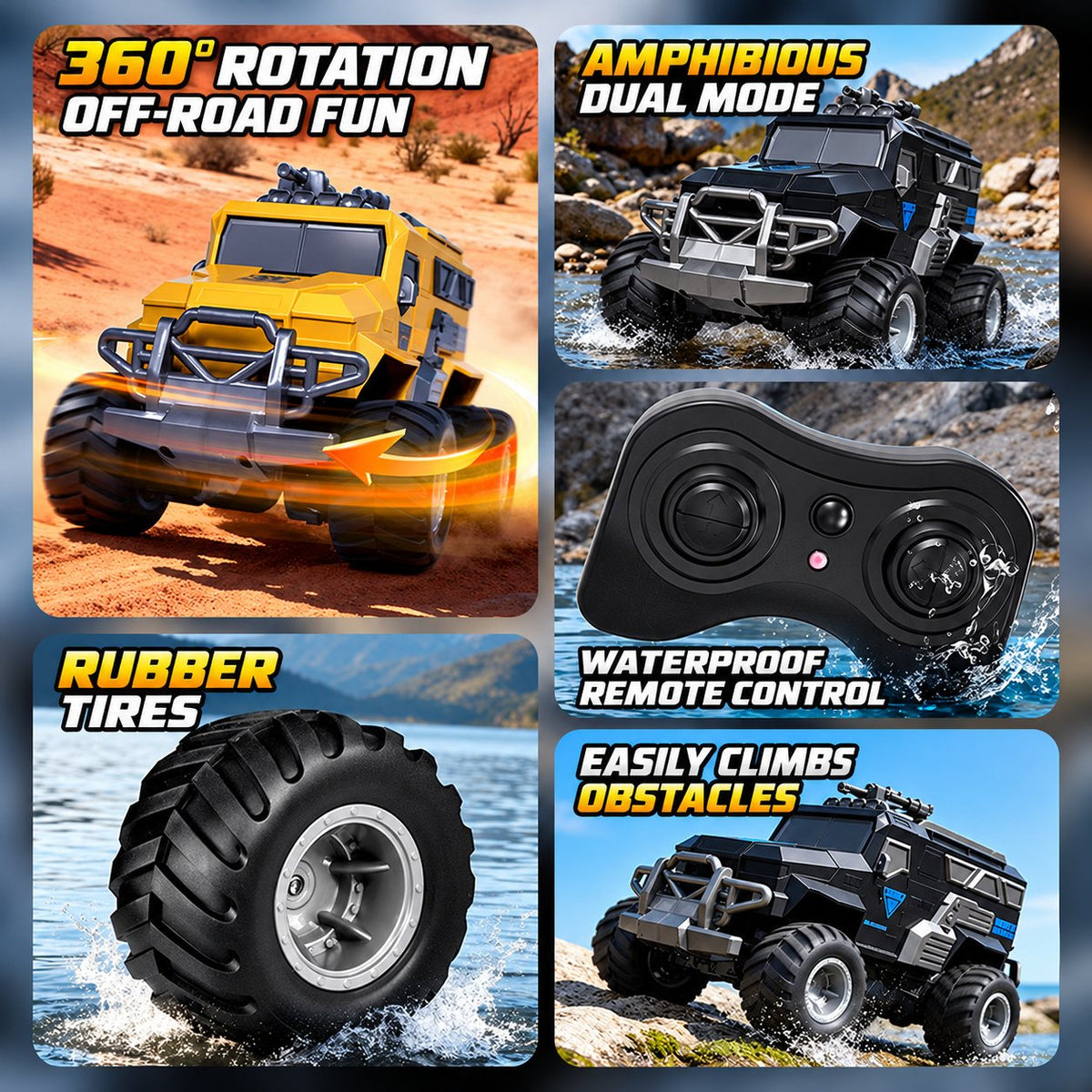 4WD Amphibious RC Armored Truck with Dual Propellers