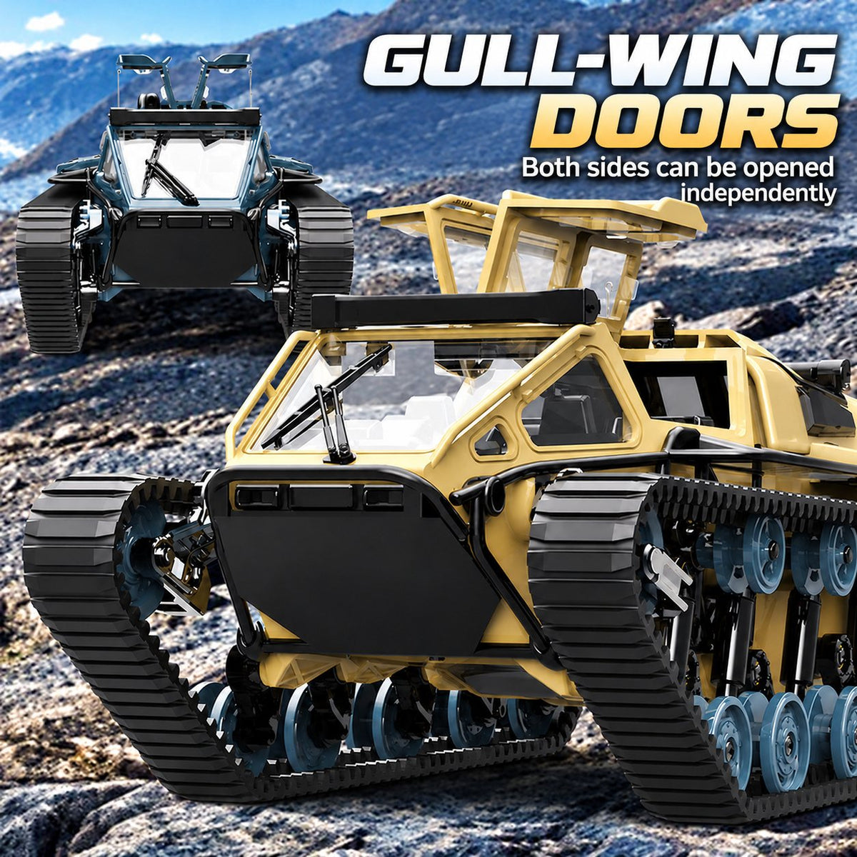All-Terrain Dual-Track RC Crawler with Gull-Wing Doors