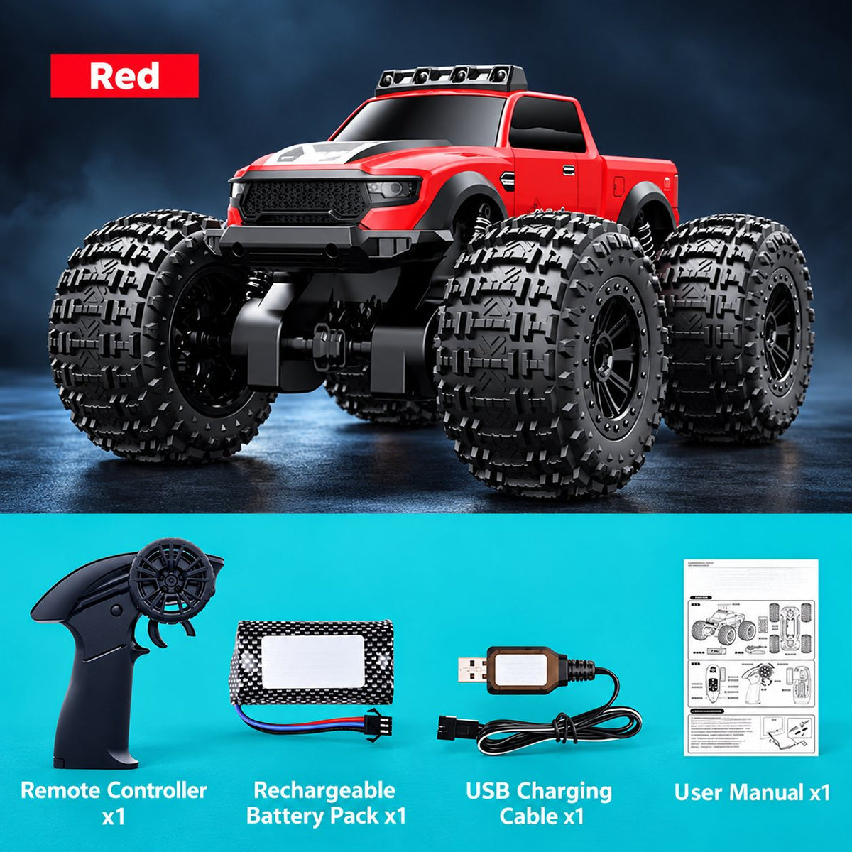 Amphibious RC Monster Truck with 360° Stunt Spins