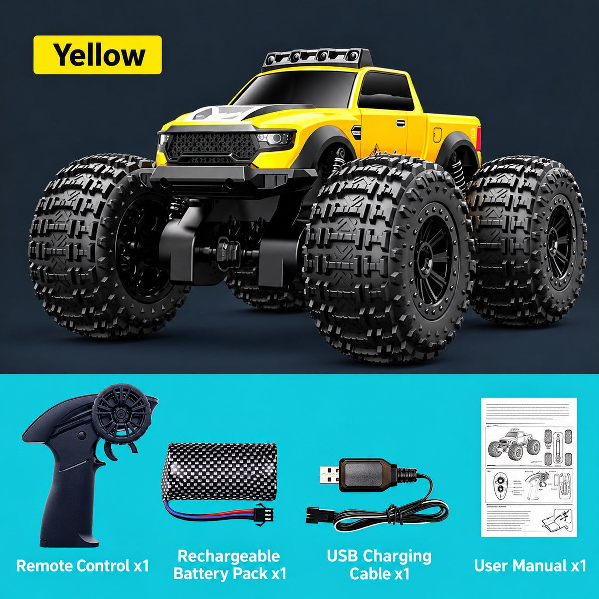 Amphibious RC Monster Truck with 360° Stunt Spins