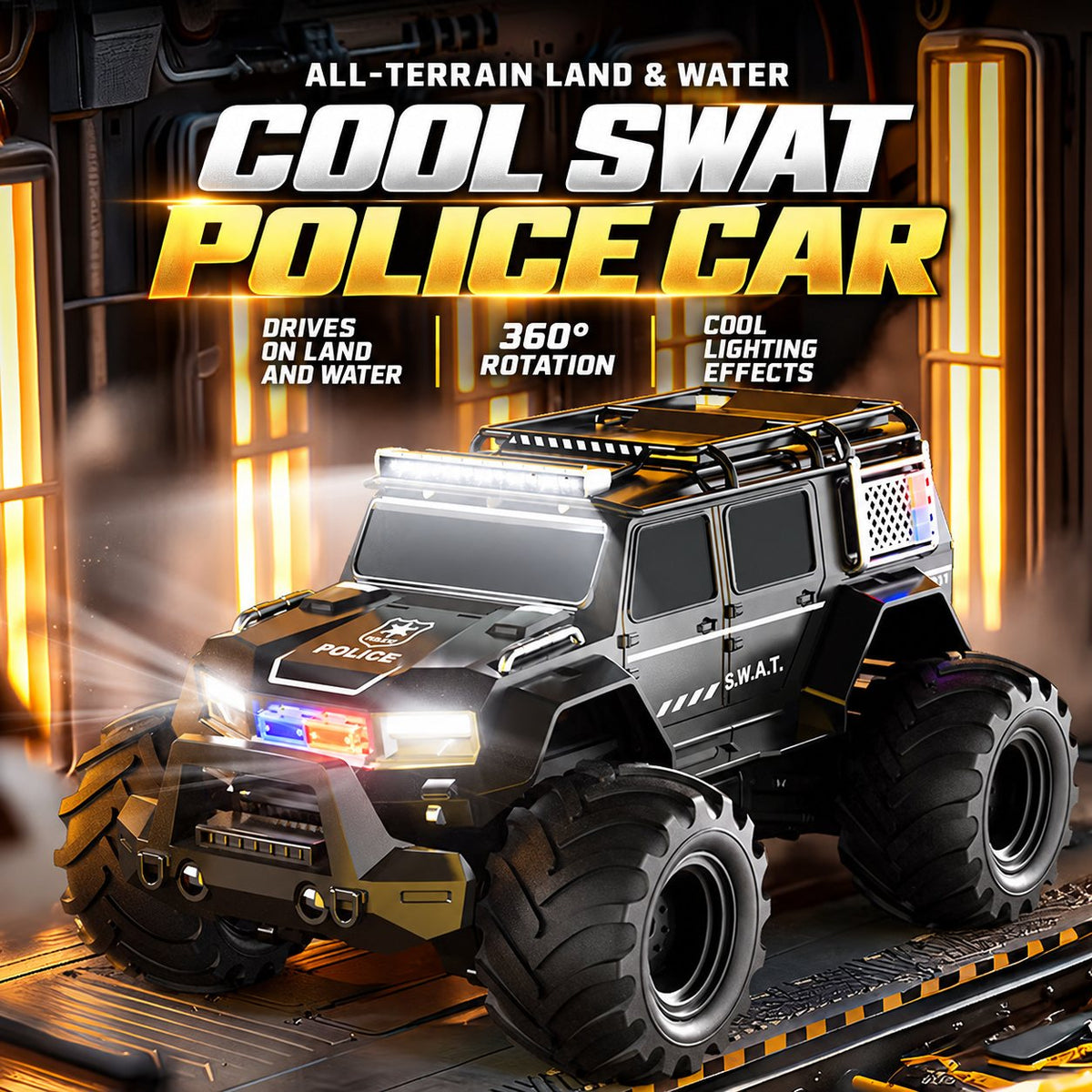 Amphibious RC SWAT Police Truck with Flashing Lights