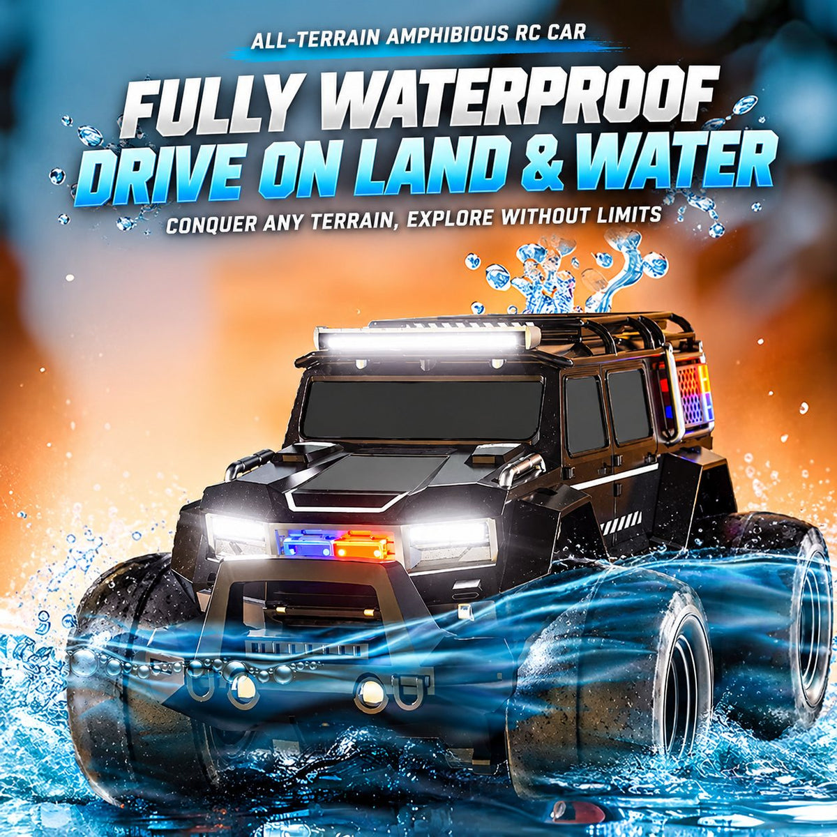 Amphibious RC SWAT Police Truck with Flashing Lights
