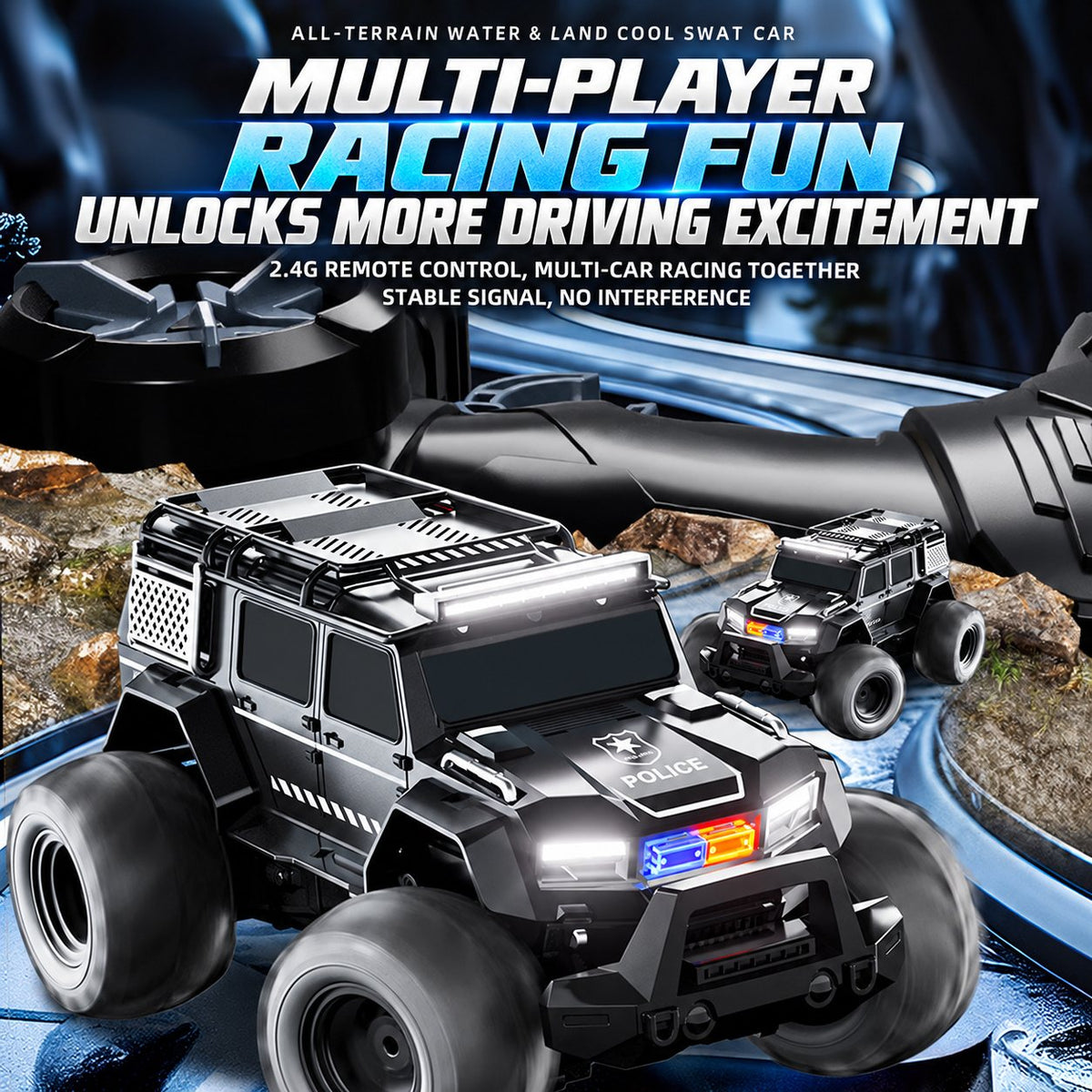 Amphibious RC SWAT Police Truck with Flashing Lights