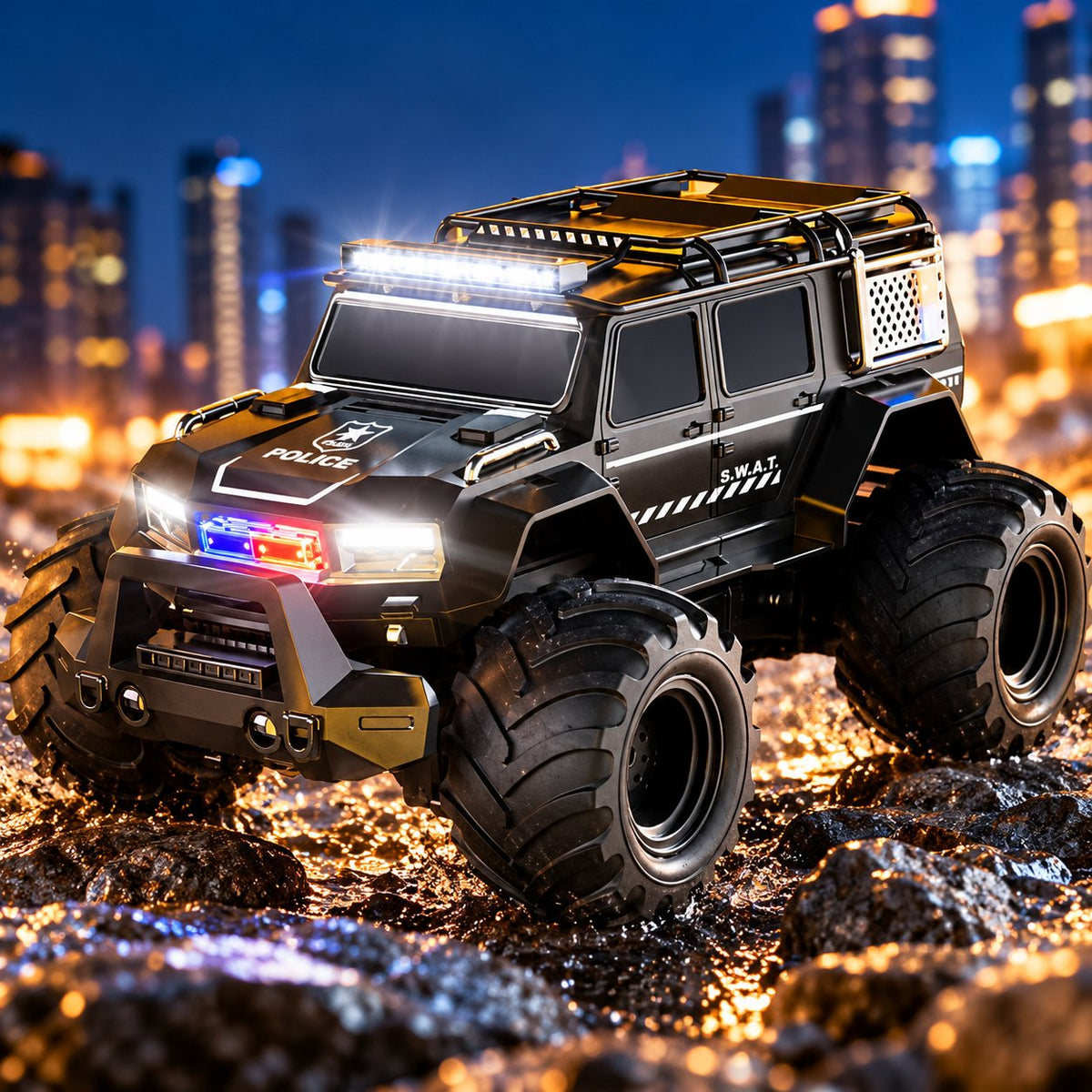 Amphibious RC SWAT Police Truck with Flashing Lights