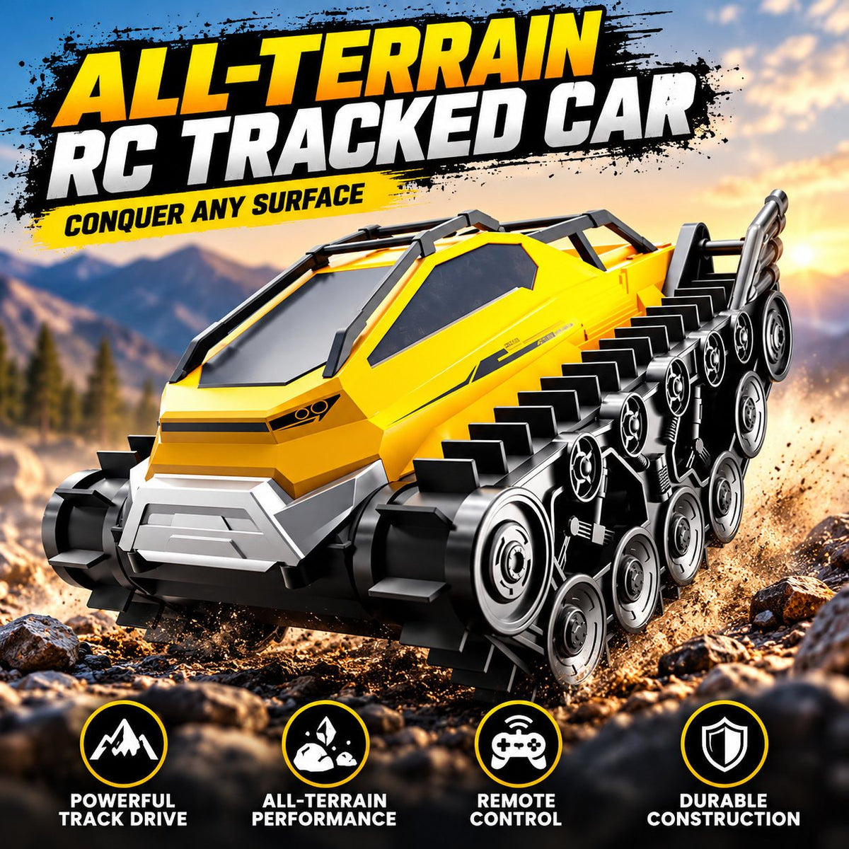 Amphibious Track Tank RC Car, Water & Land