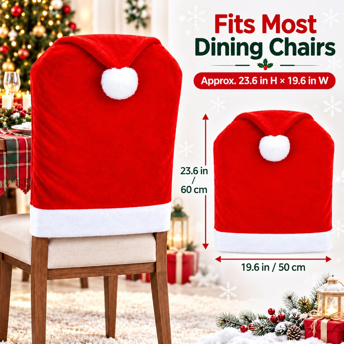 Santa Hat Christmas Chair Covers, Set of 4