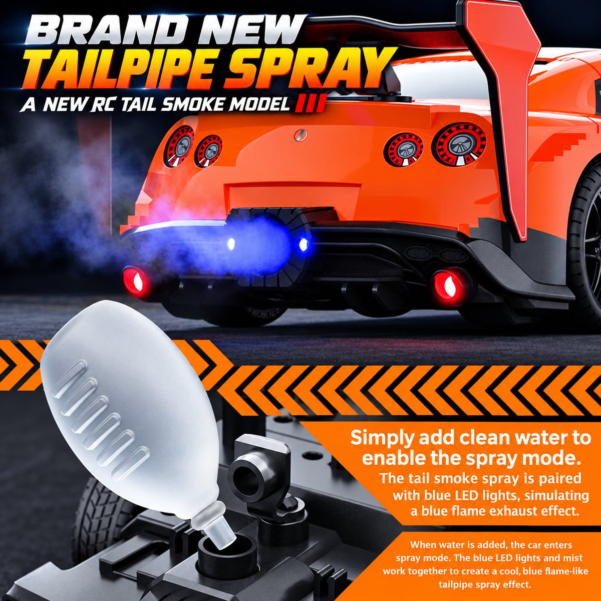 GT Drift RC Car with Smoke Exhaust & Underglow, 1:18 4WD