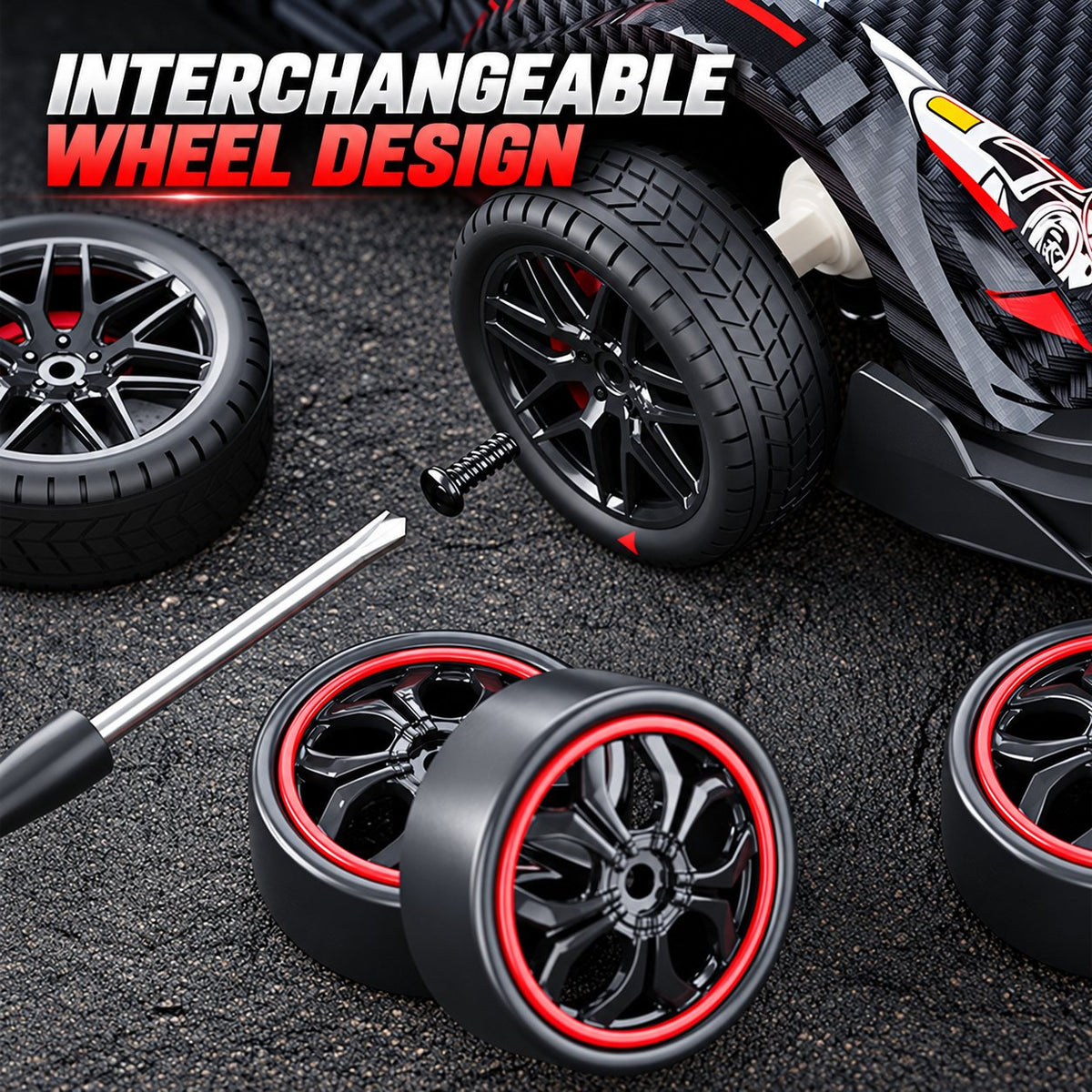 GT Drift RC Car with Smoke Exhaust & Underglow, 1:18 4WD