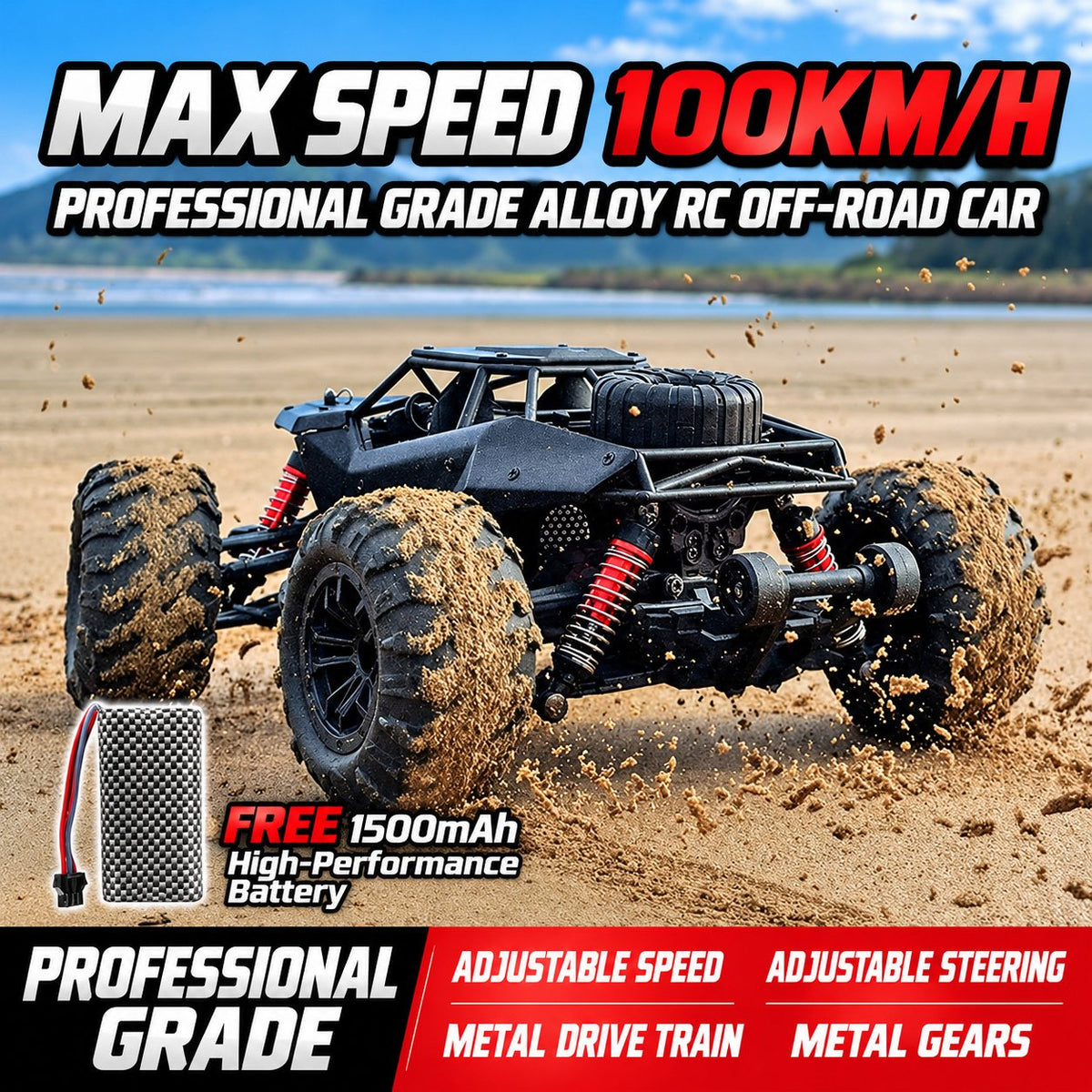 Pro Alloy High-Speed RC Off-Road Truck, 4WD