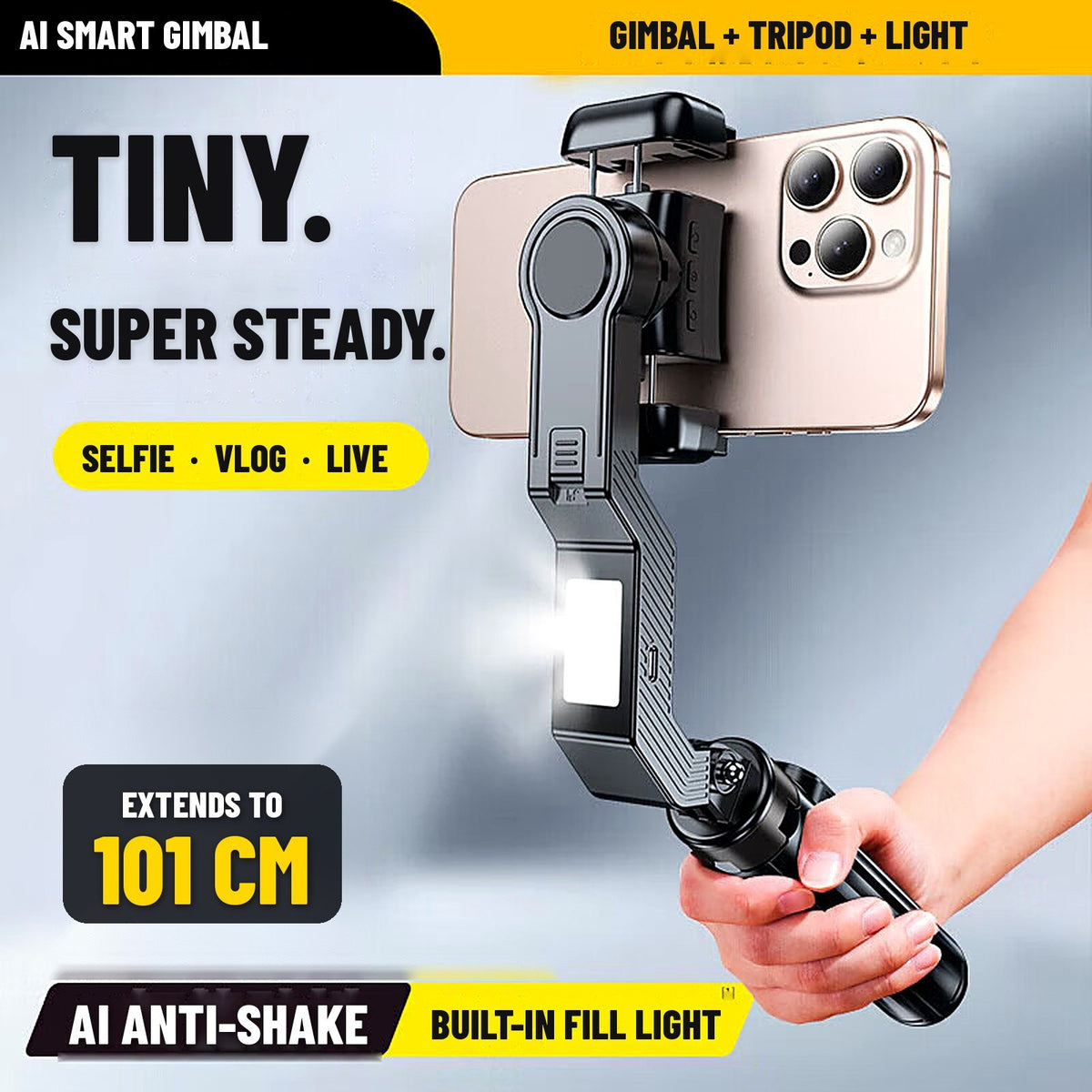 Q31 AI Gimbal Selfie Stick & Tripod with Fill Light