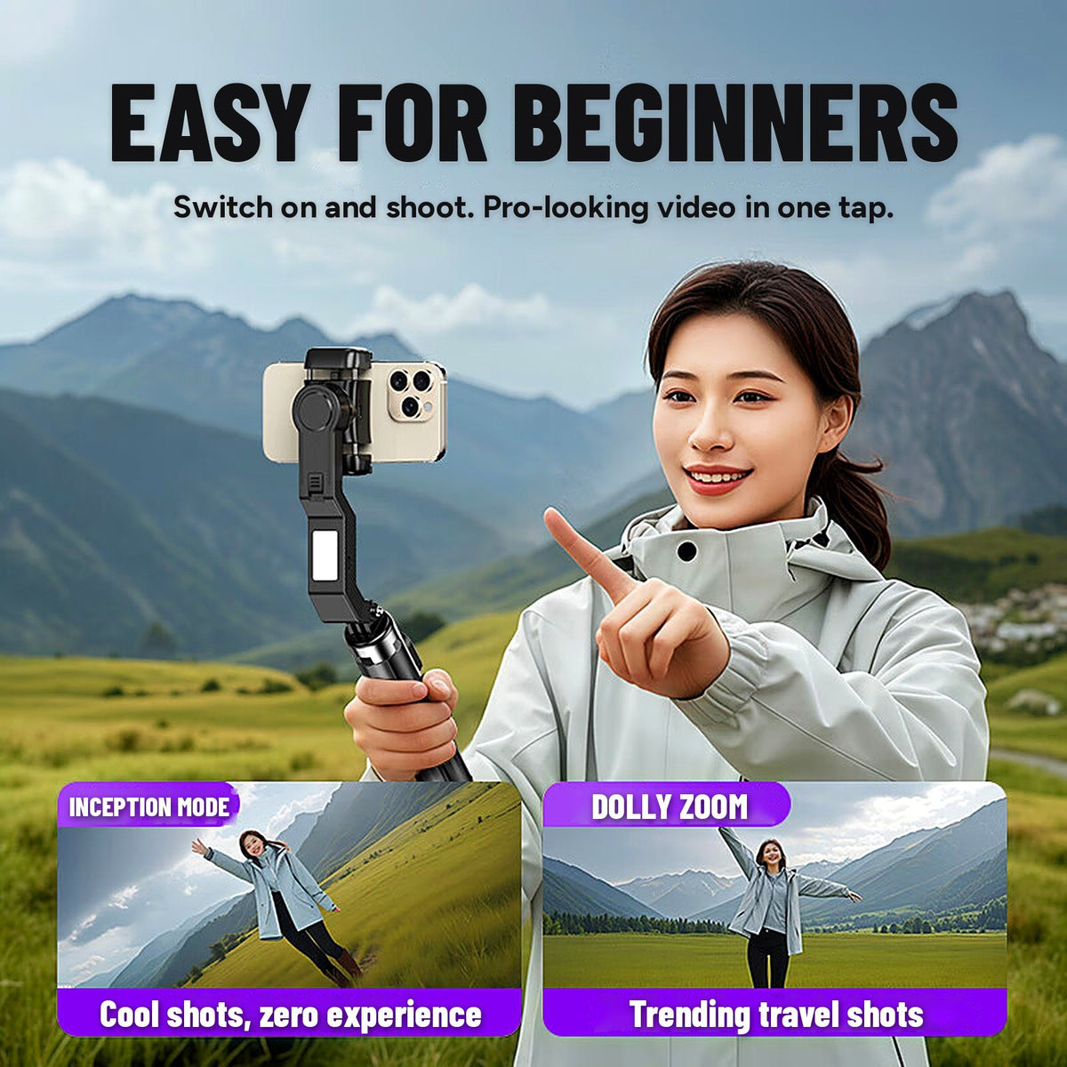 Q31 AI Gimbal Selfie Stick & Tripod with Fill Light