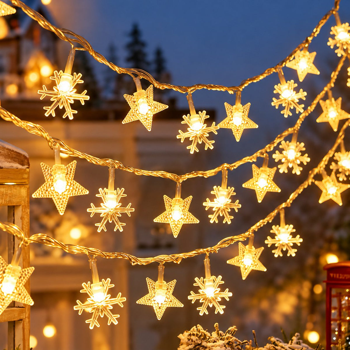 Star & Snowflake Fairy Lights, 3 m 20 LED