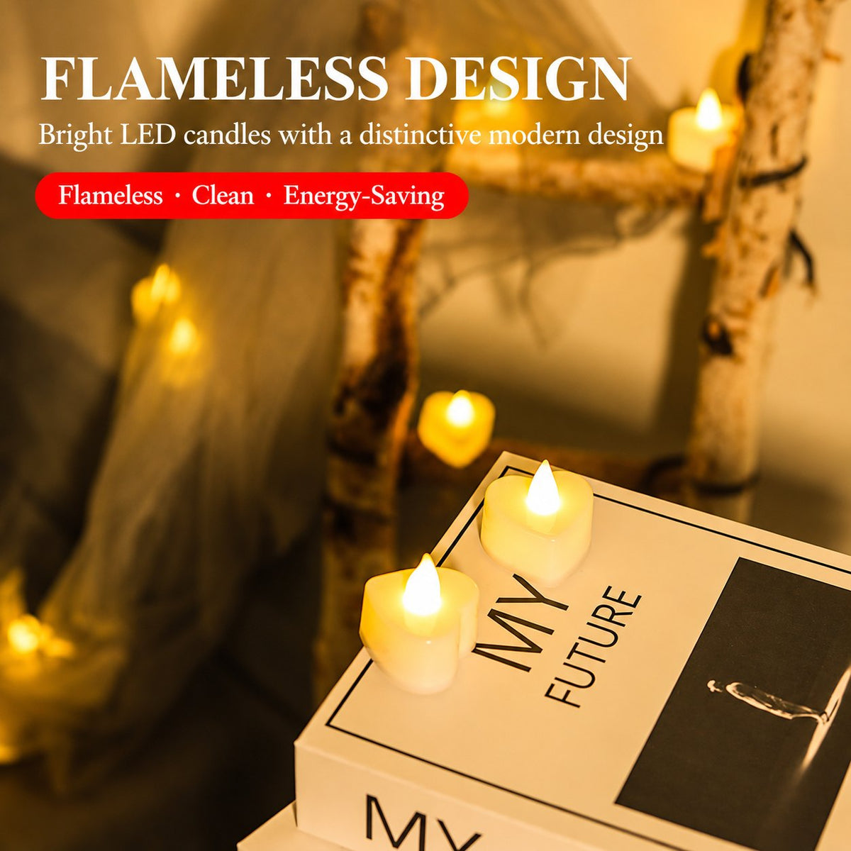 Flameless LED Tealight Candles, 24 Pack