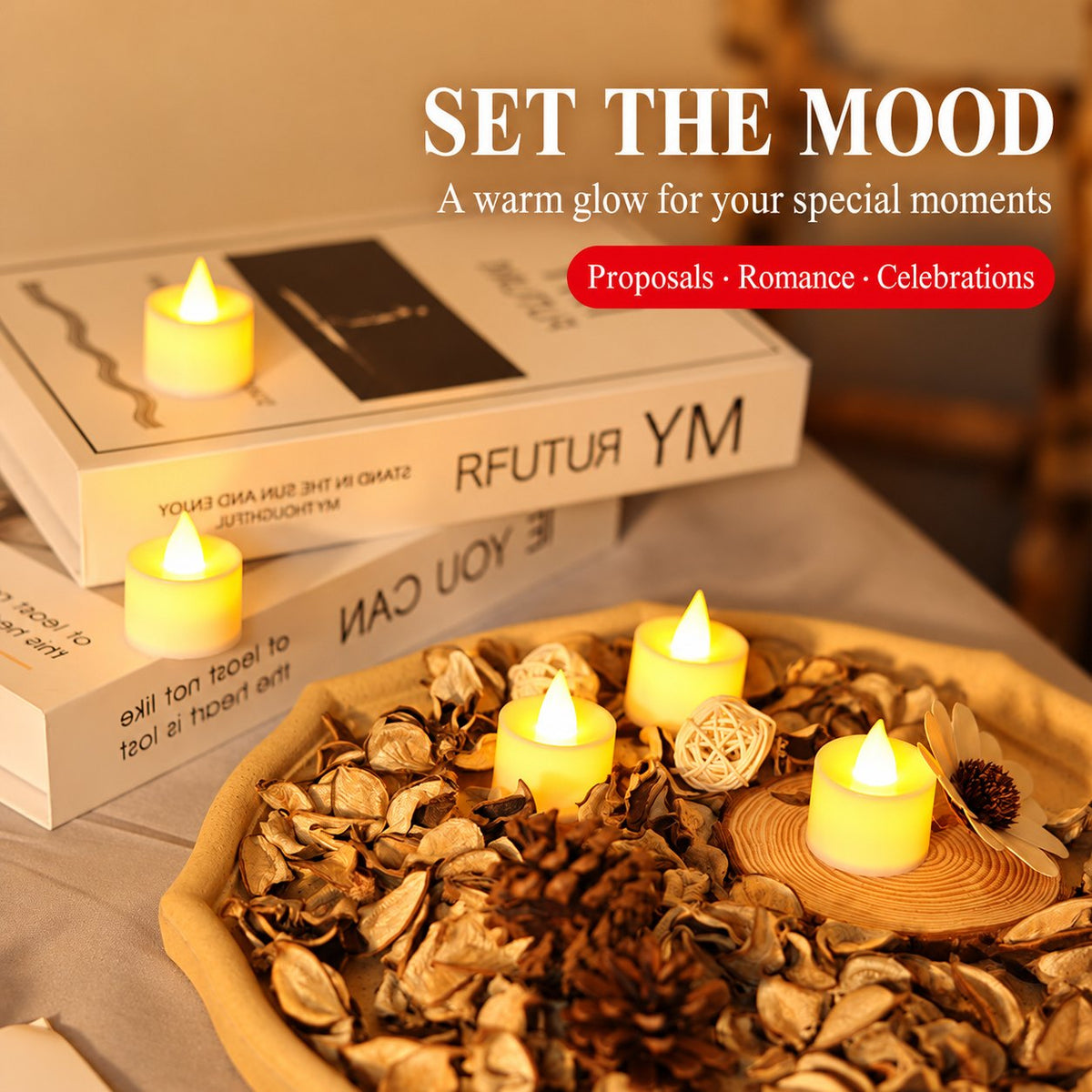 Flameless LED Tealight Candles, 24 Pack