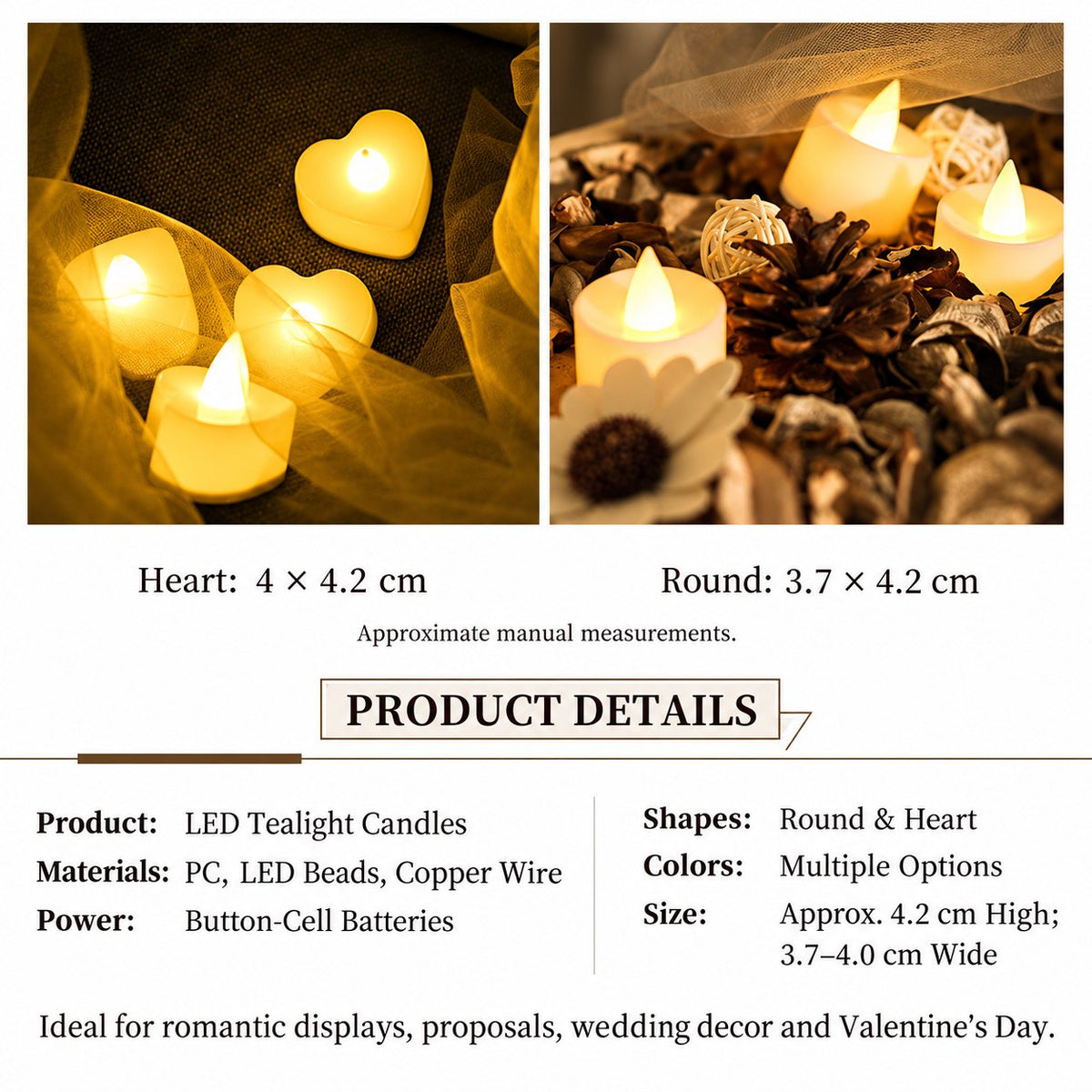 Flameless LED Tealight Candles, 24 Pack