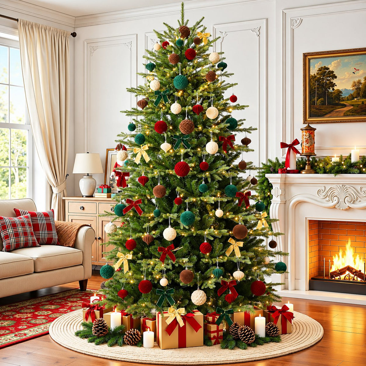 Velvet Christmas Ornaments Set, 43 Pieces