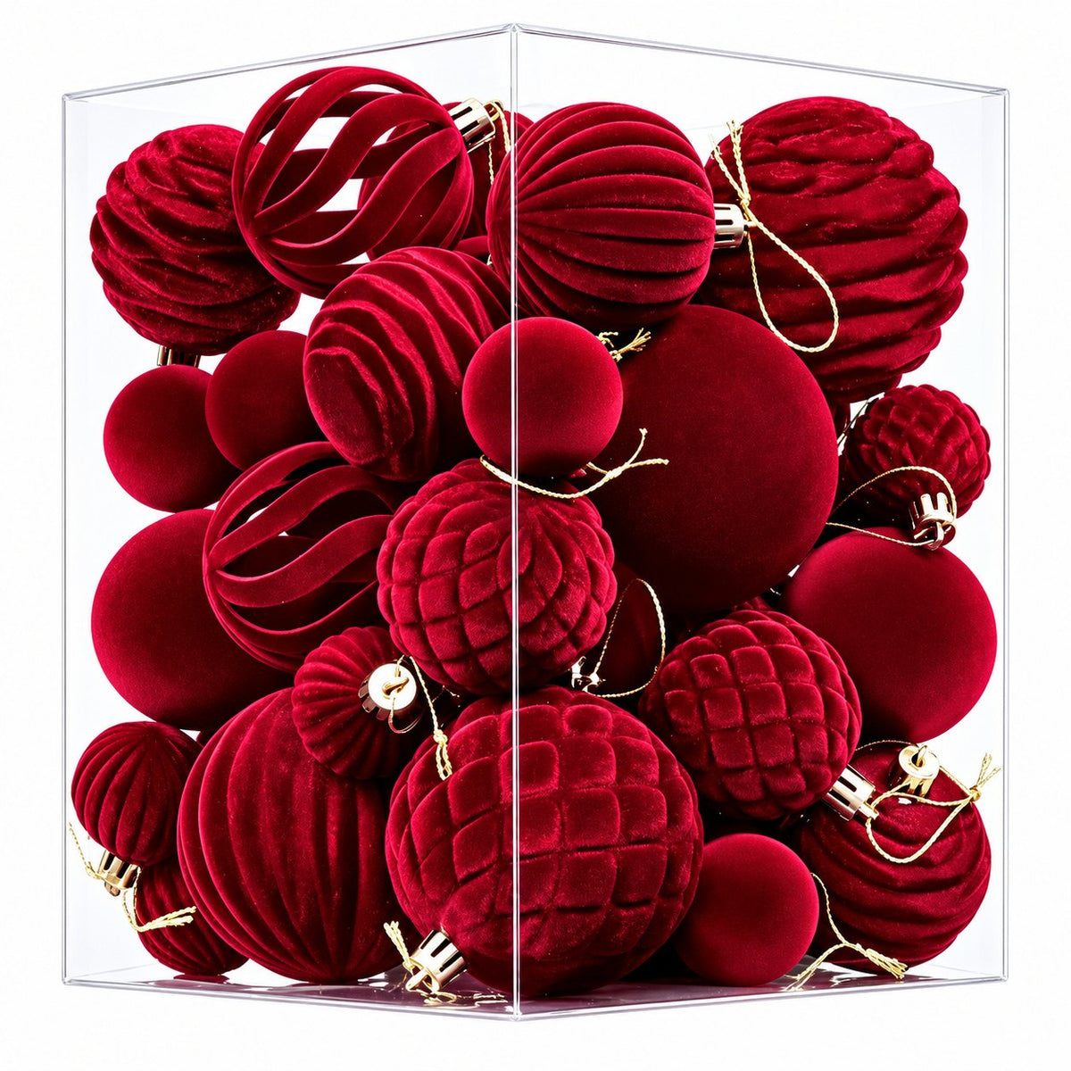 Velvet Christmas Ornaments Set, 43 Pieces