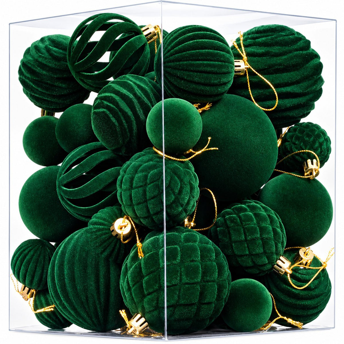 Velvet Christmas Ornaments Set, 43 Pieces