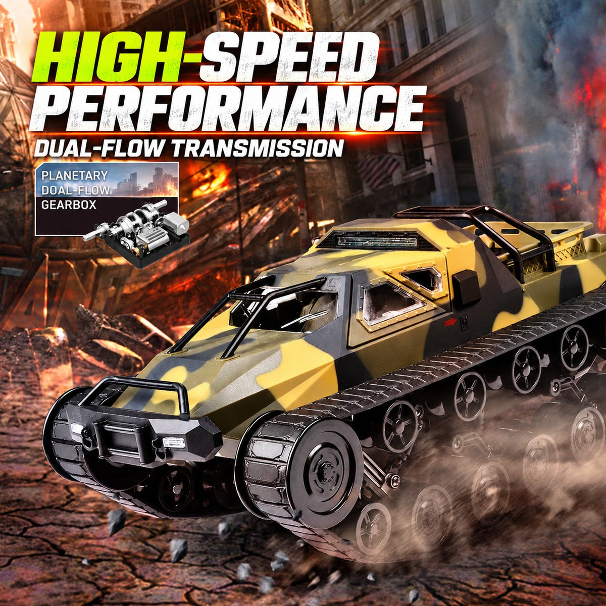 Wing-Door RC Tracked Crawler Tank, 360° Spin